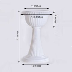 4 Pack White Italian Inspired Pedestal Stand Flower Plant Pillar - 22" Tall PVC