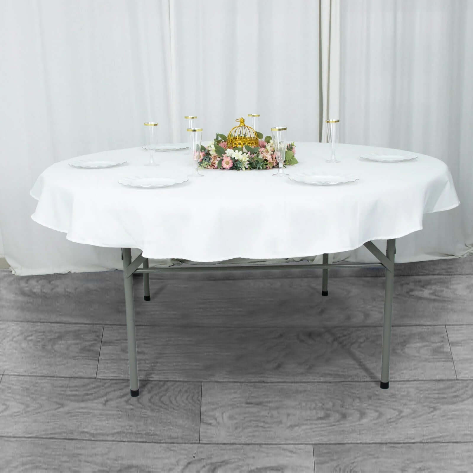 Premium Polyester 70" Round Tablecloth White - Stain and Wrinkle-Resistant 220GSM Table Cover for Weddings & Events