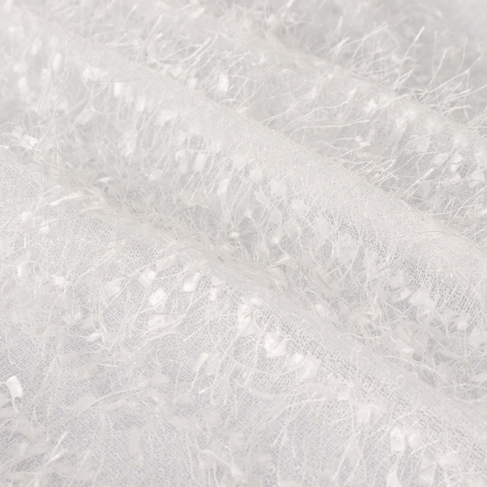 Polyester 90"x156" Rectangle Tablecloth White with Shaggy Fringe Design - Stylish Table Cover