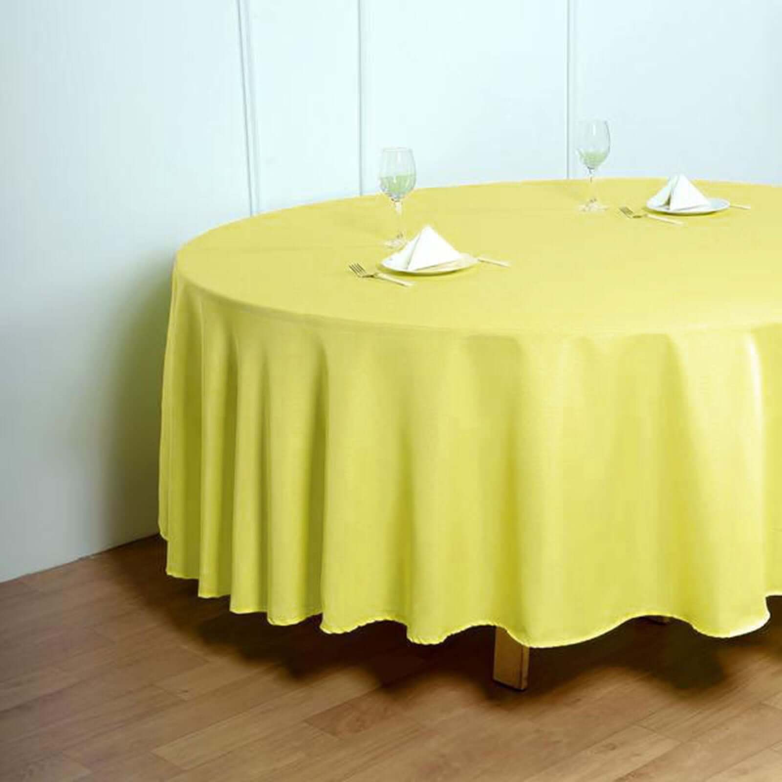 Polyester 108" Round Tablecloth Yellow - Wrinkle-Resistant Table Cover