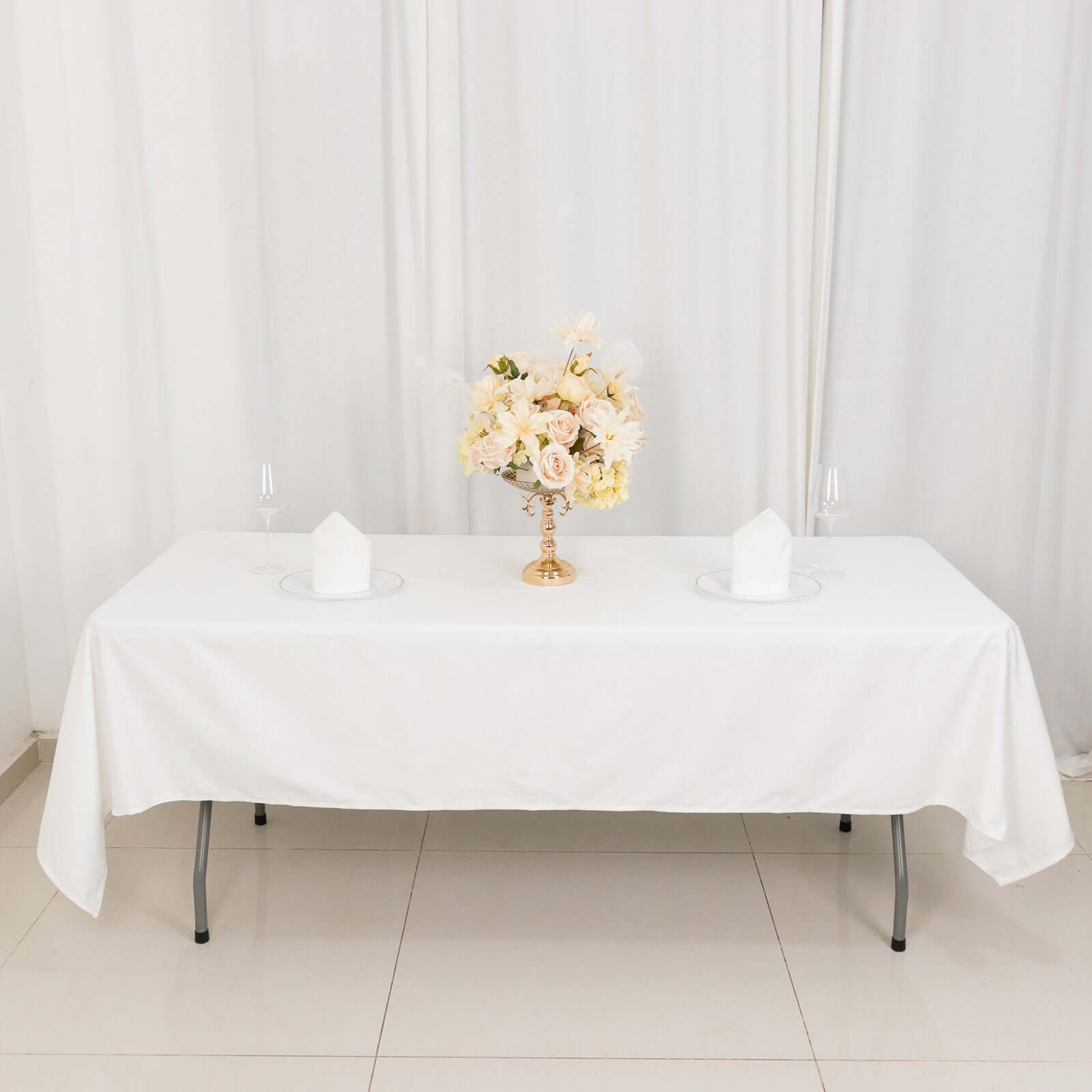 100% Cotton 60"x102" Rectangle Tablecloth White Linen - Soft & Breathable Table Cover