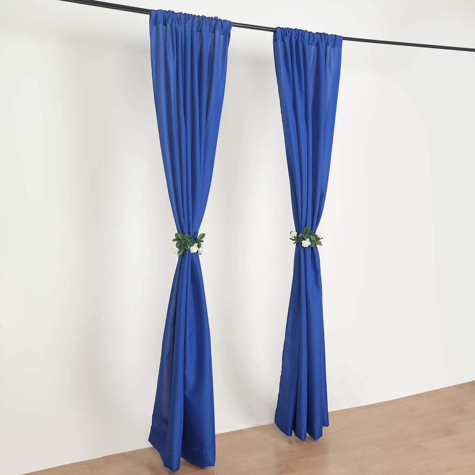 2 Pack Royal Blue Polyester Event Curtain Drapes, 10ftx8ft Backdrop Event Panels With Rod Pockets 130 GSM