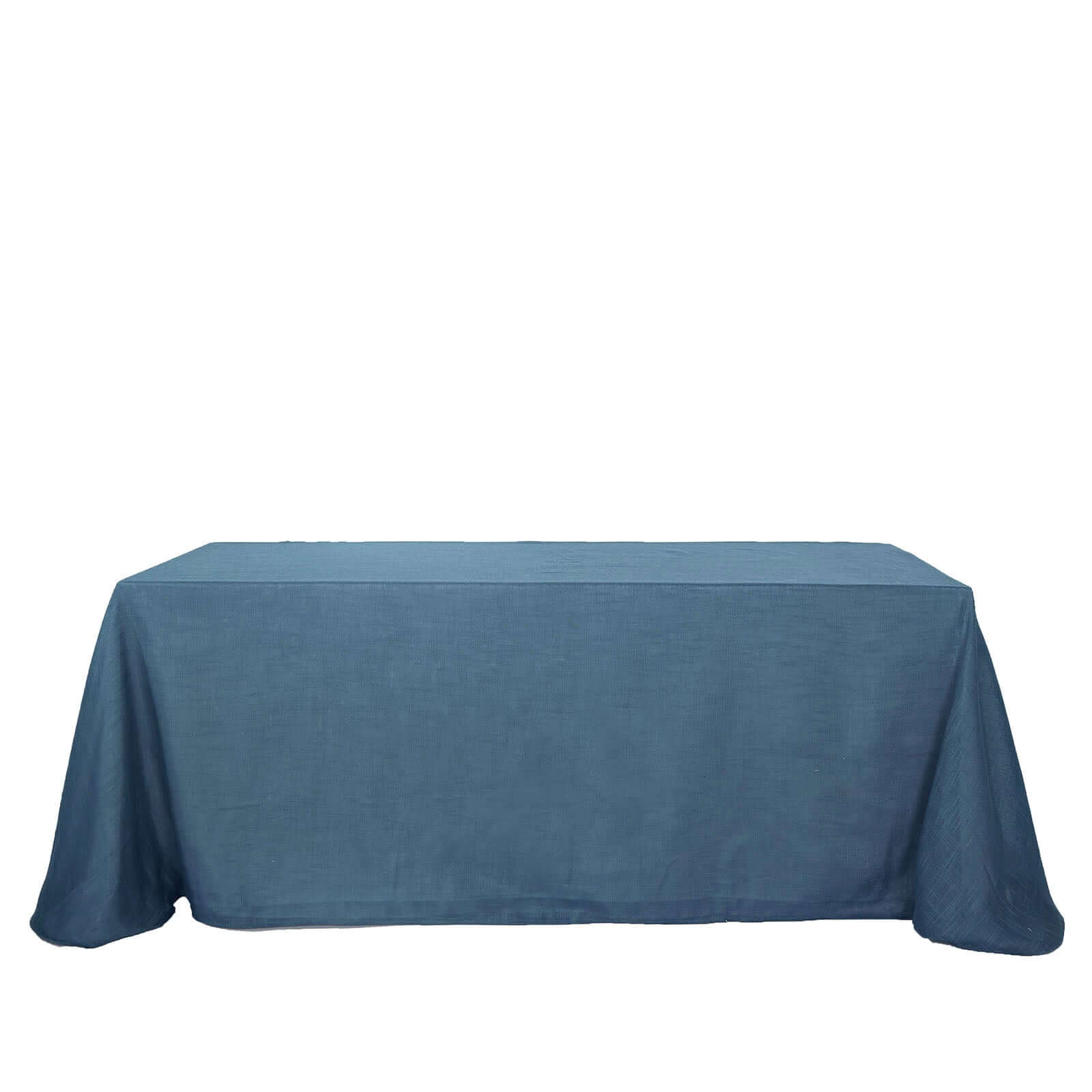 Faux Linen 90"x132" Rectangular Tablecloth Blue - Slubby Texture Wrinkle-Resistant Seamless Table Cover