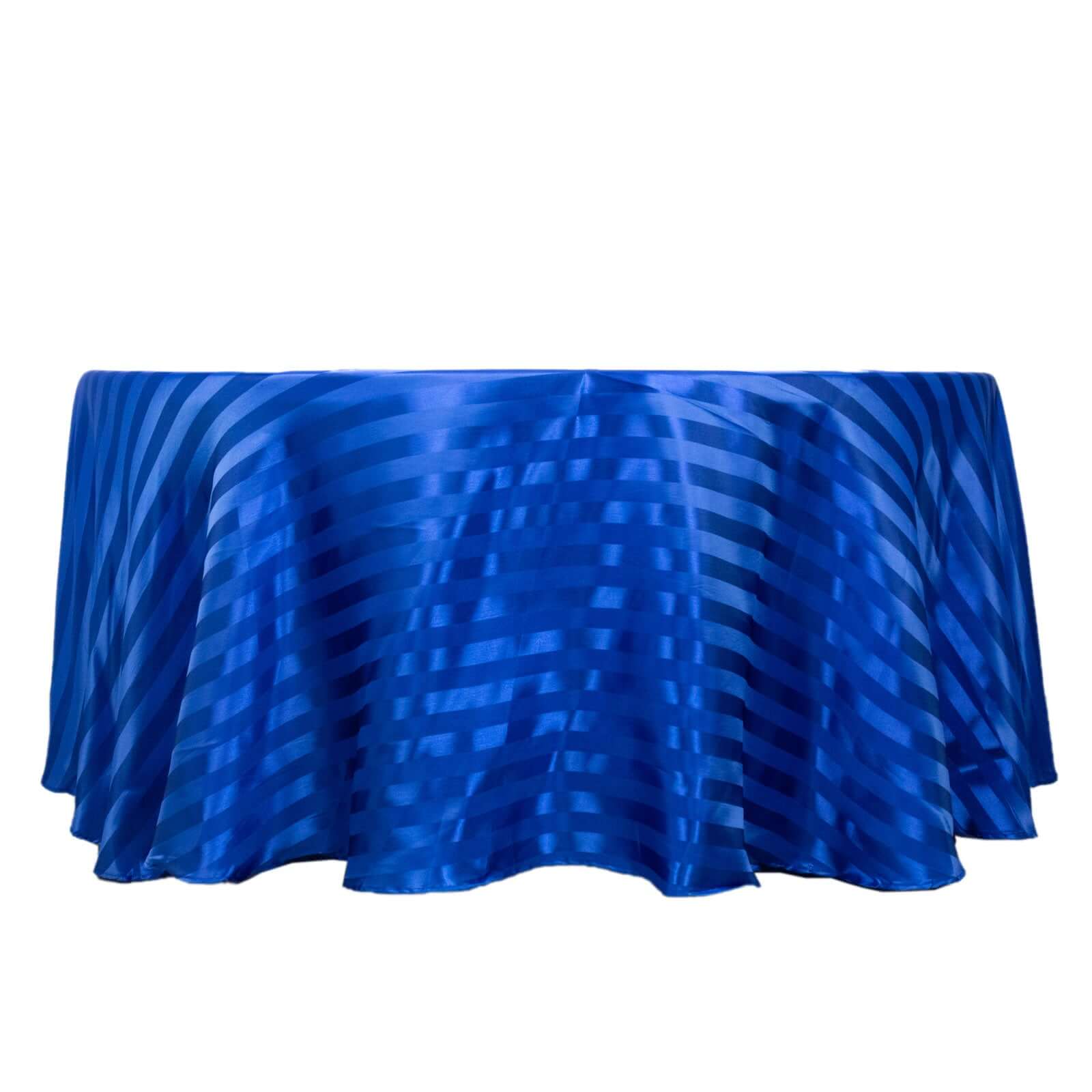 Satin Striped 120" Round Tablecloth Royal Blue - Silky Smooth Seamless Table Cover