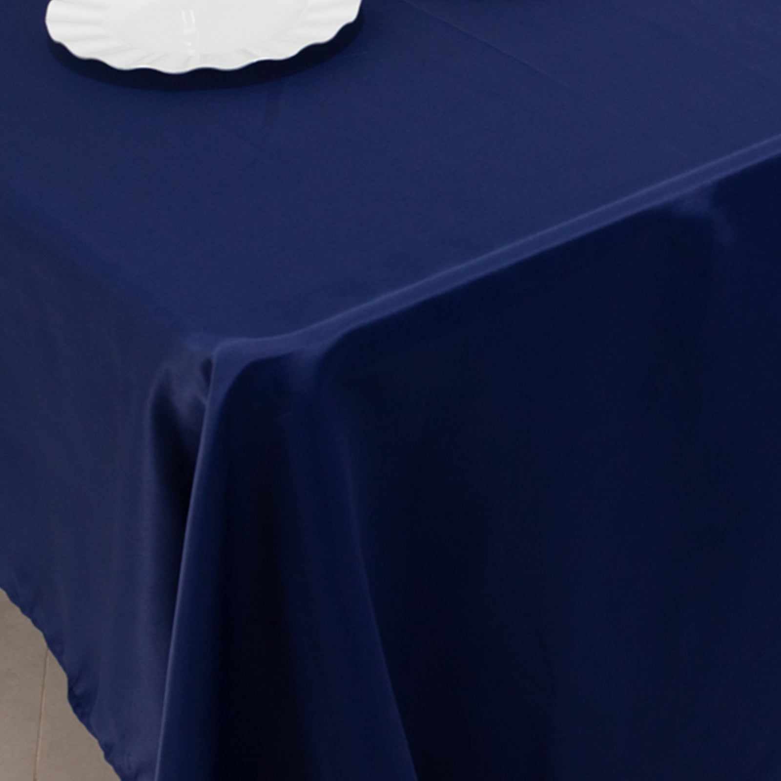 Lamour Satin 60"x126" Rectangle Tablecloth Navy Blue - Soft & Silk-Like Table Cover