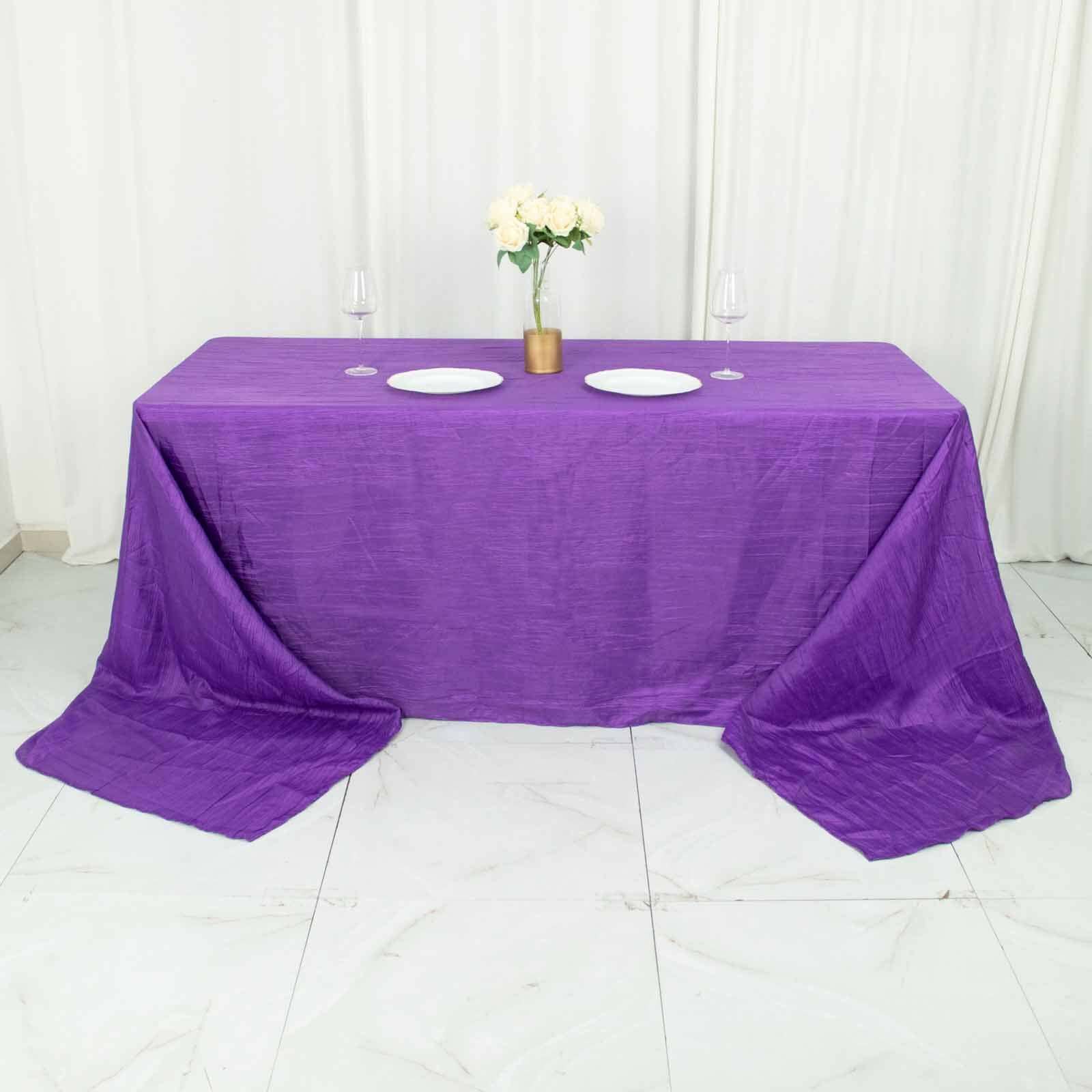 Taffeta 90"x156" Rectangle Tablecloth Purple - Accordion Crinkle Seamless Table Cover