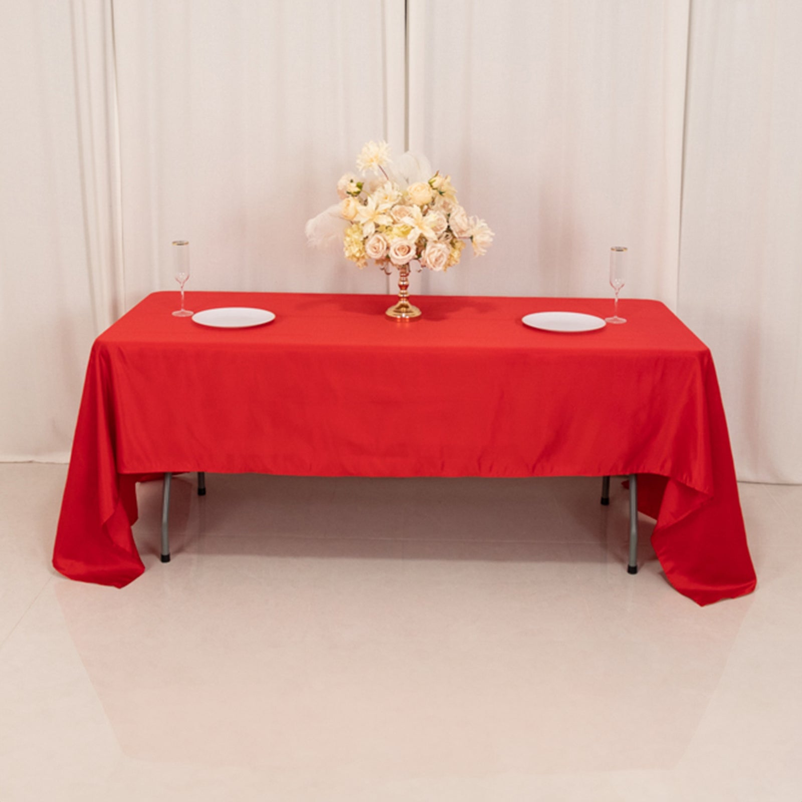 Lamour Satin 60"x126" Rectangle Tablecloth Red - Soft & Silk-Like Table Cover