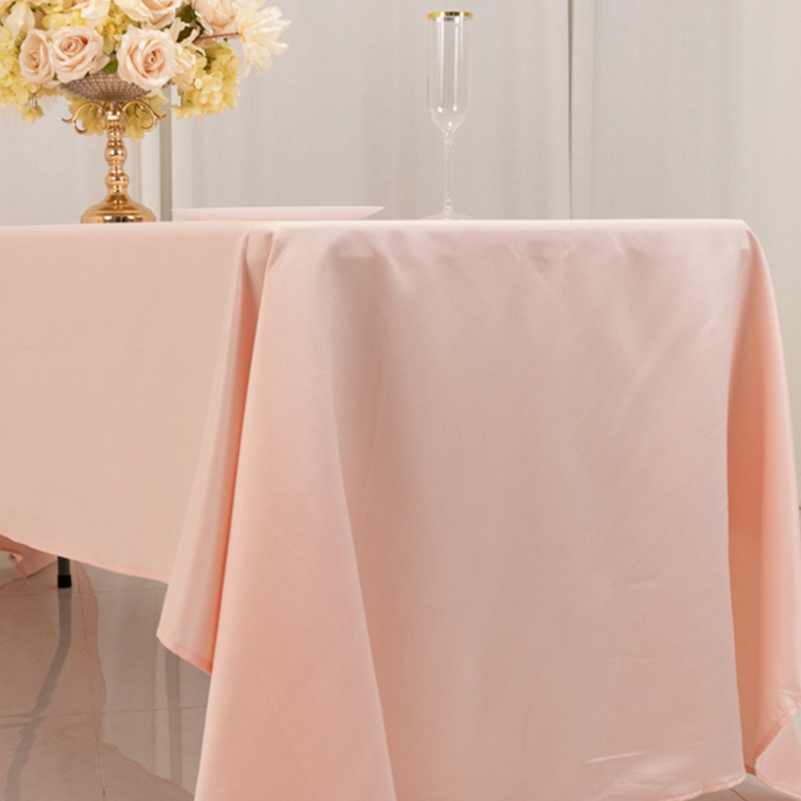 Lamour Satin 60"x126" Rectangle Tablecloth Blush - Soft & Silk-Like Table Cover