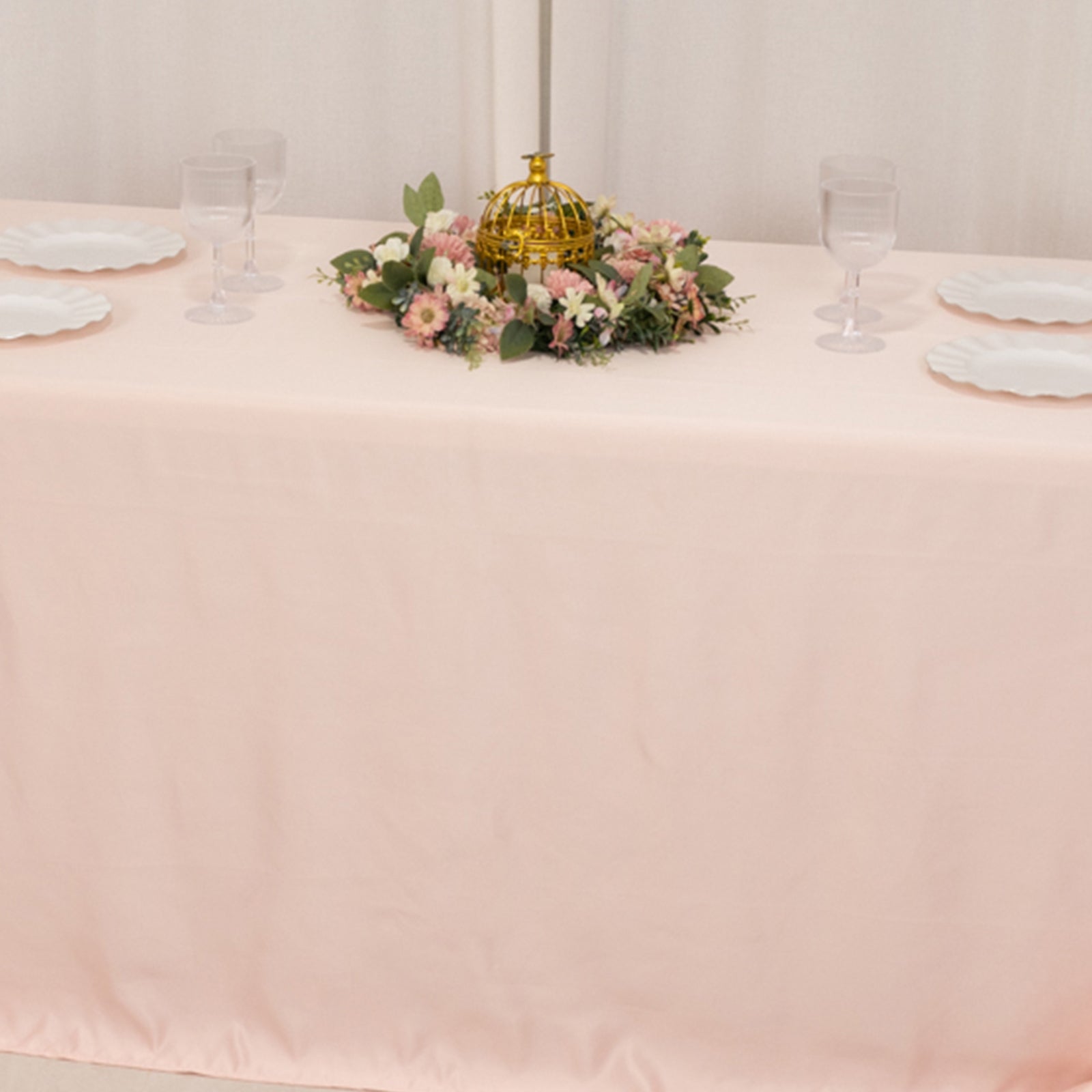 Lamour Satin 90"x132" Rectangle Tablecloth Blush - Soft & Silk-Like Seamless Table Cover
