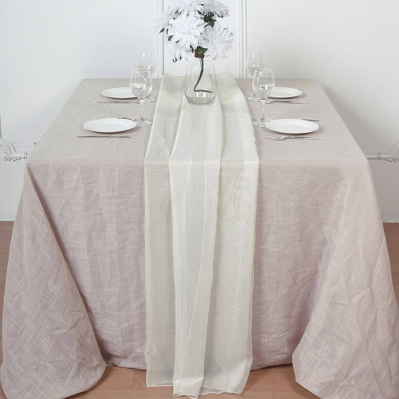 Chiffon 6ft Table Runner Ivory - Flowy & Lightweight Table Decor