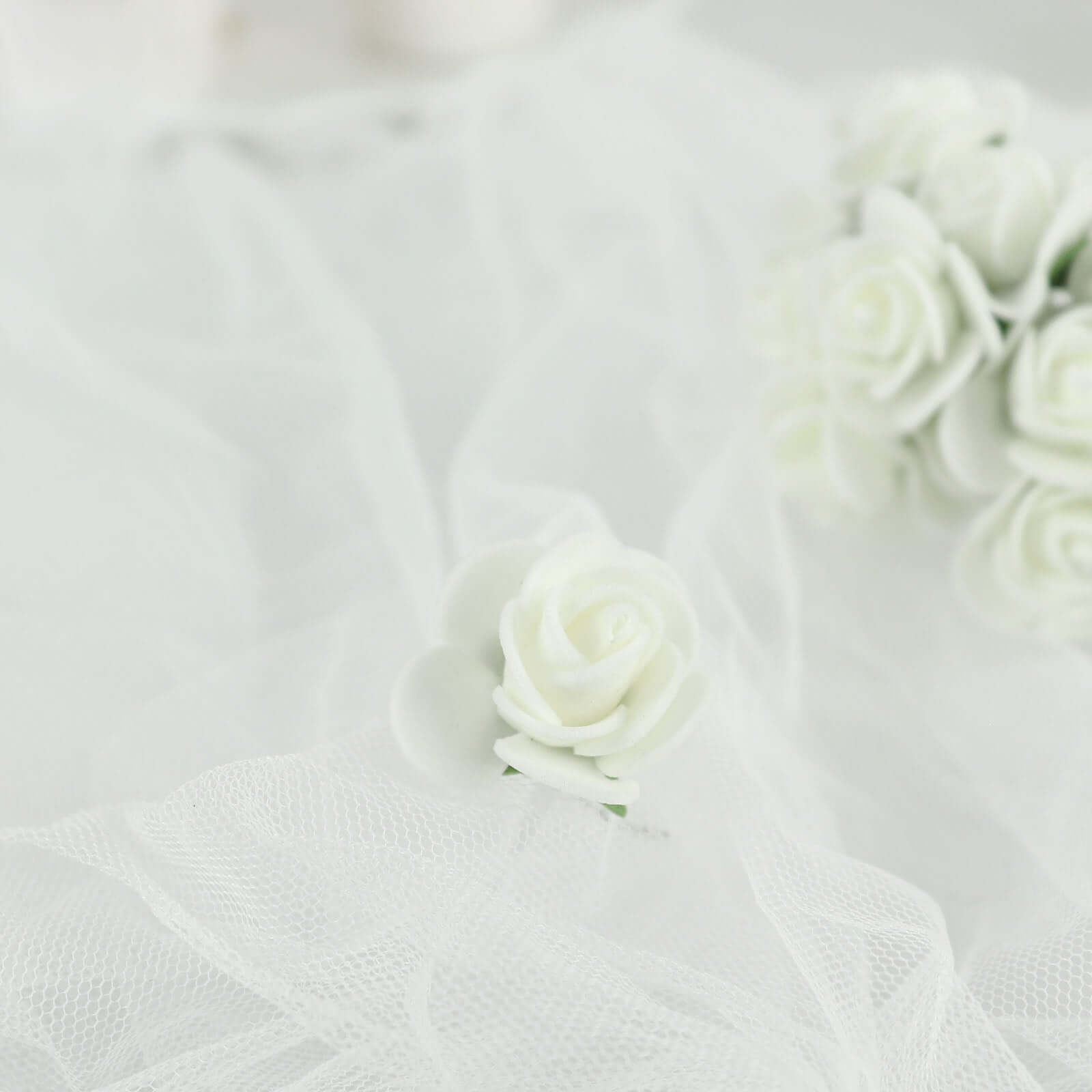 48 Roses 1" Ivory Real Touch Artificial DIY Foam Rose Flowers With Stem, Craft Rose Buds