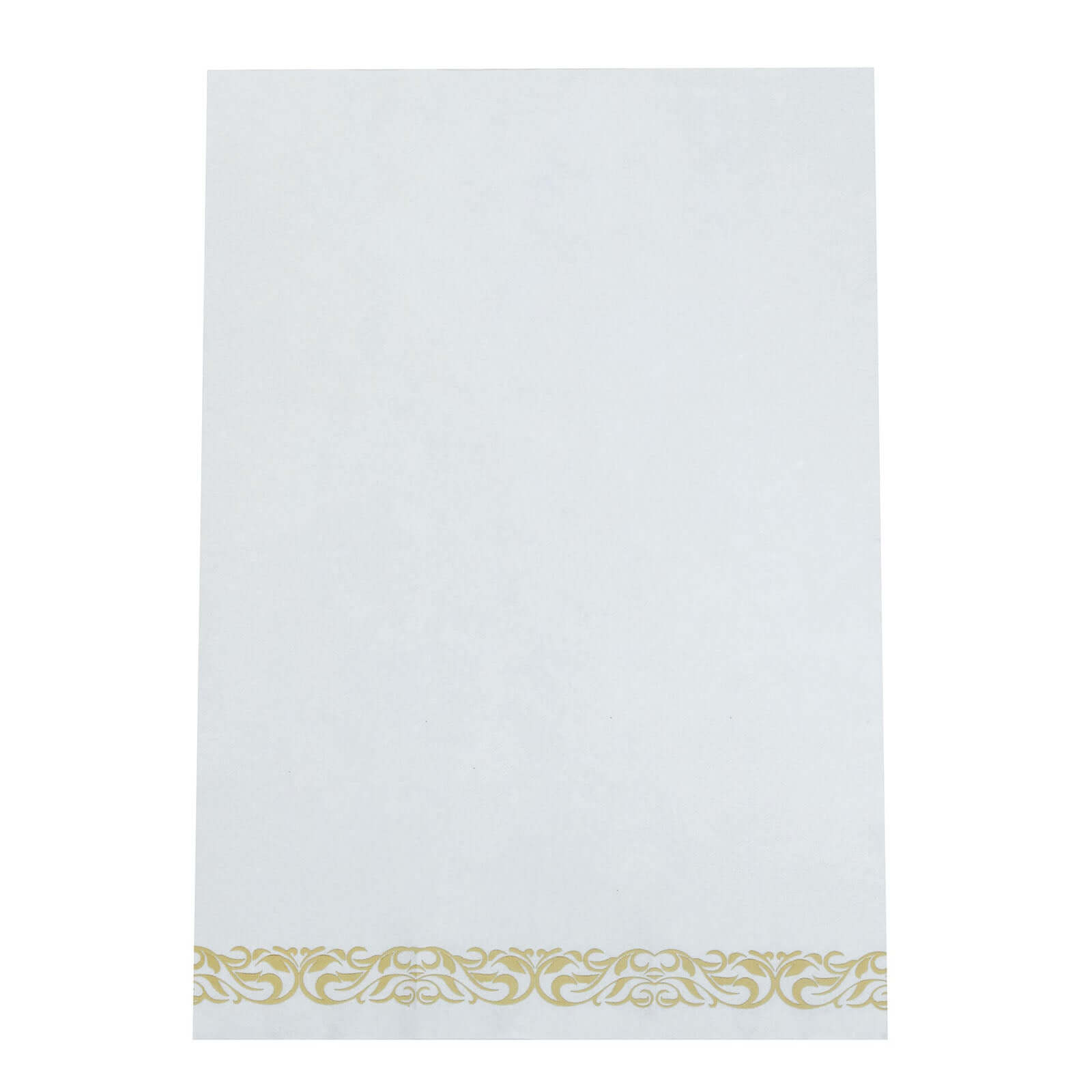 25 Pack Linen-Like Paper 8"x4" Napkins White with Metallic Gold Foil Scroll Design - Soft & Absorbent Airlaid Hand Towels for Exquisite Weddings & Events