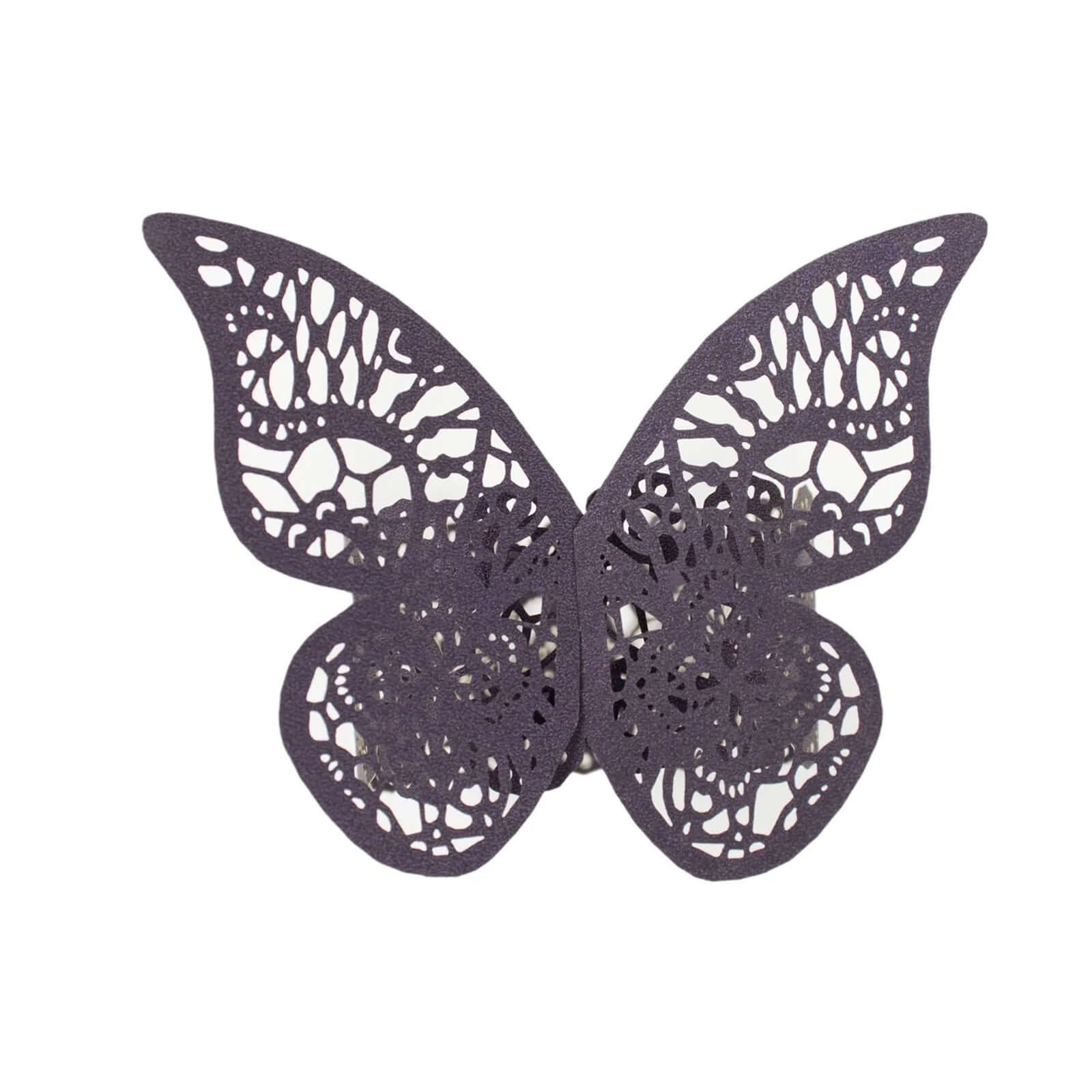 12-Pack Paper Napkin Rings Laser Cut Butterfly Purple Shimmery - Decorative Serviette Holders