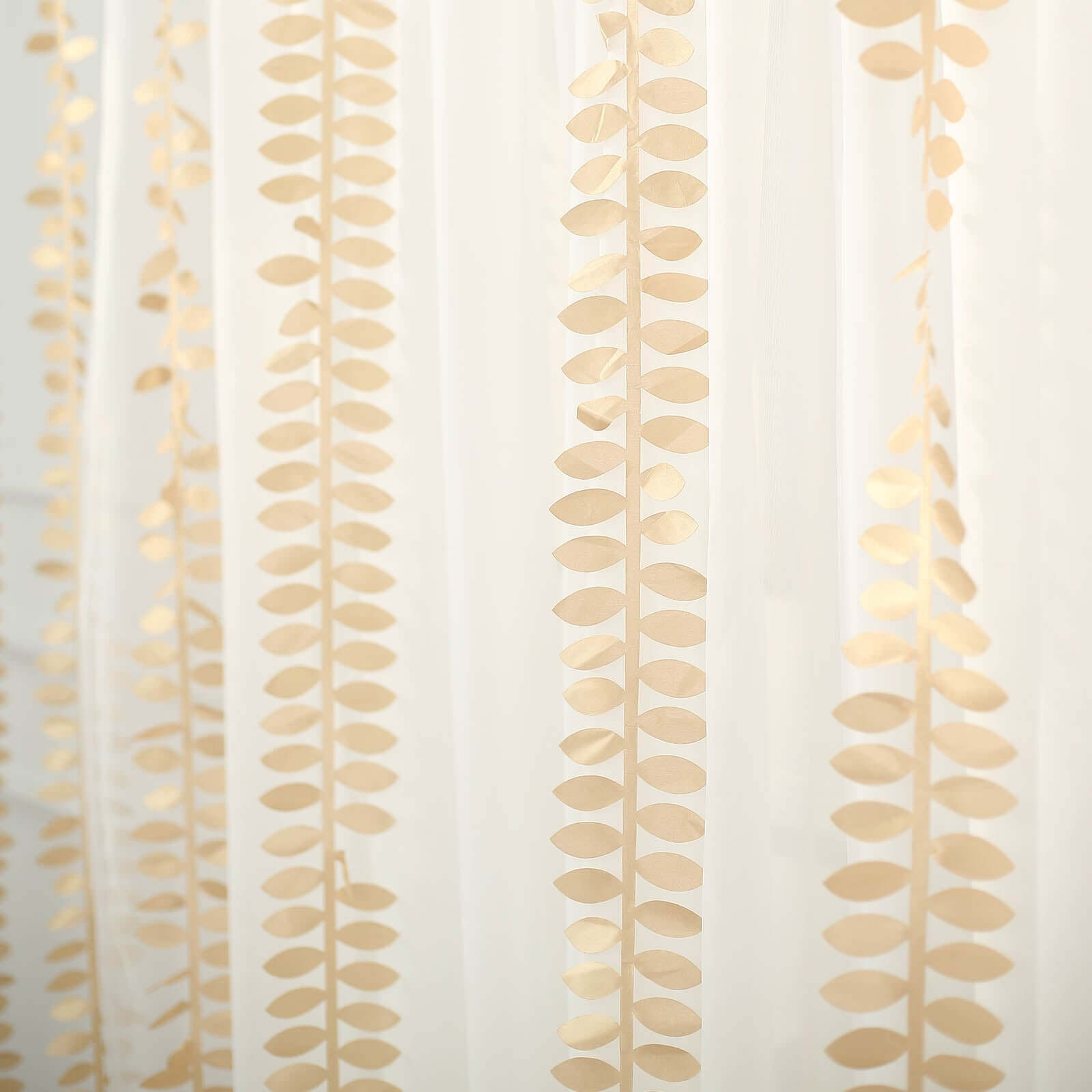 Taffeta Ribbon Sash with 4" Leaf Petal Design Champagne 50ft - Sophisticated Artificial Fabric Garland