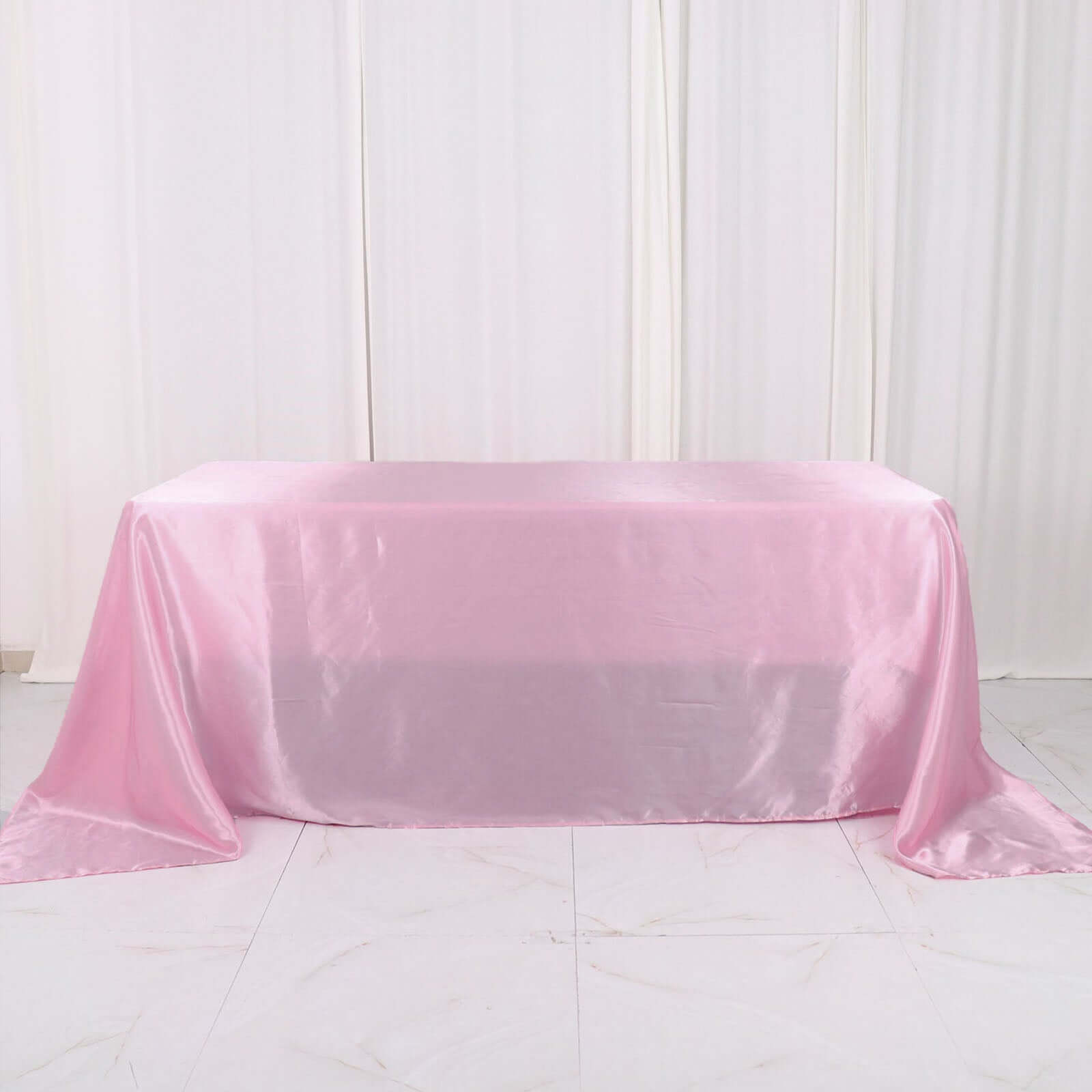Satin Rectangular 90"x132" Tablecloth Pink - Seamless Table Cover