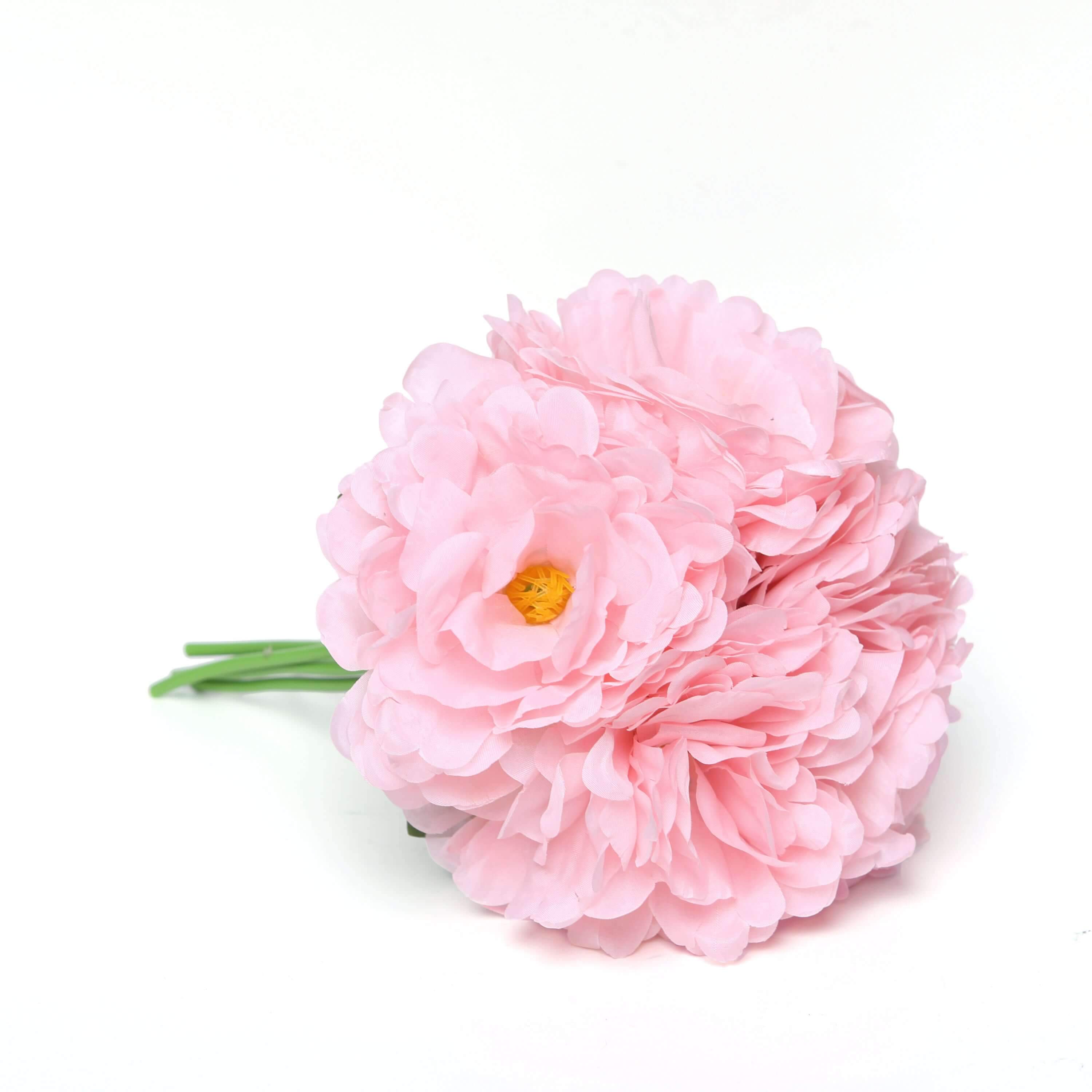 11" Pink Real Touch Artificial Silk Peonies Flower Bouquet