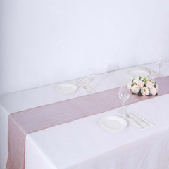 Polyester 12"x108" Table Runner Rose Gold Shimmer Sequin Dots - Wrinkle-Free Finish Table Linen