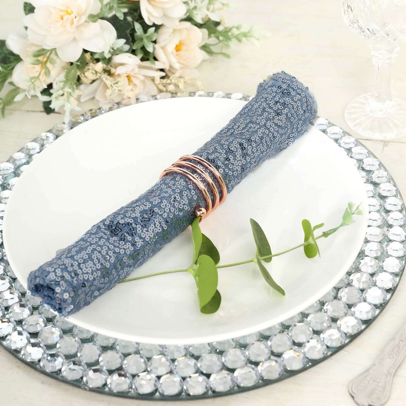 Sequin 20"x20" Napkin Dusty Blue - Shimmering Dinner Napkin