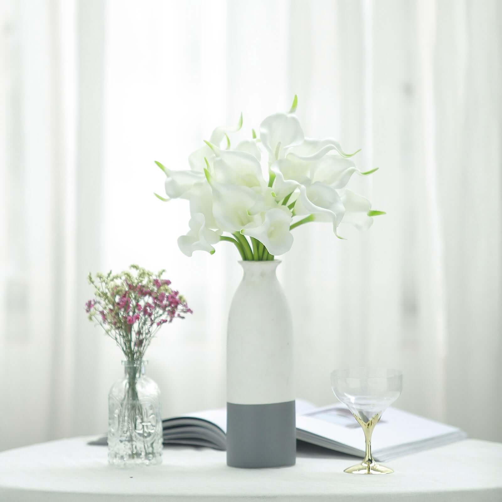 20 Stems 14" White Artificial Poly Foam Calla Lily Flowers