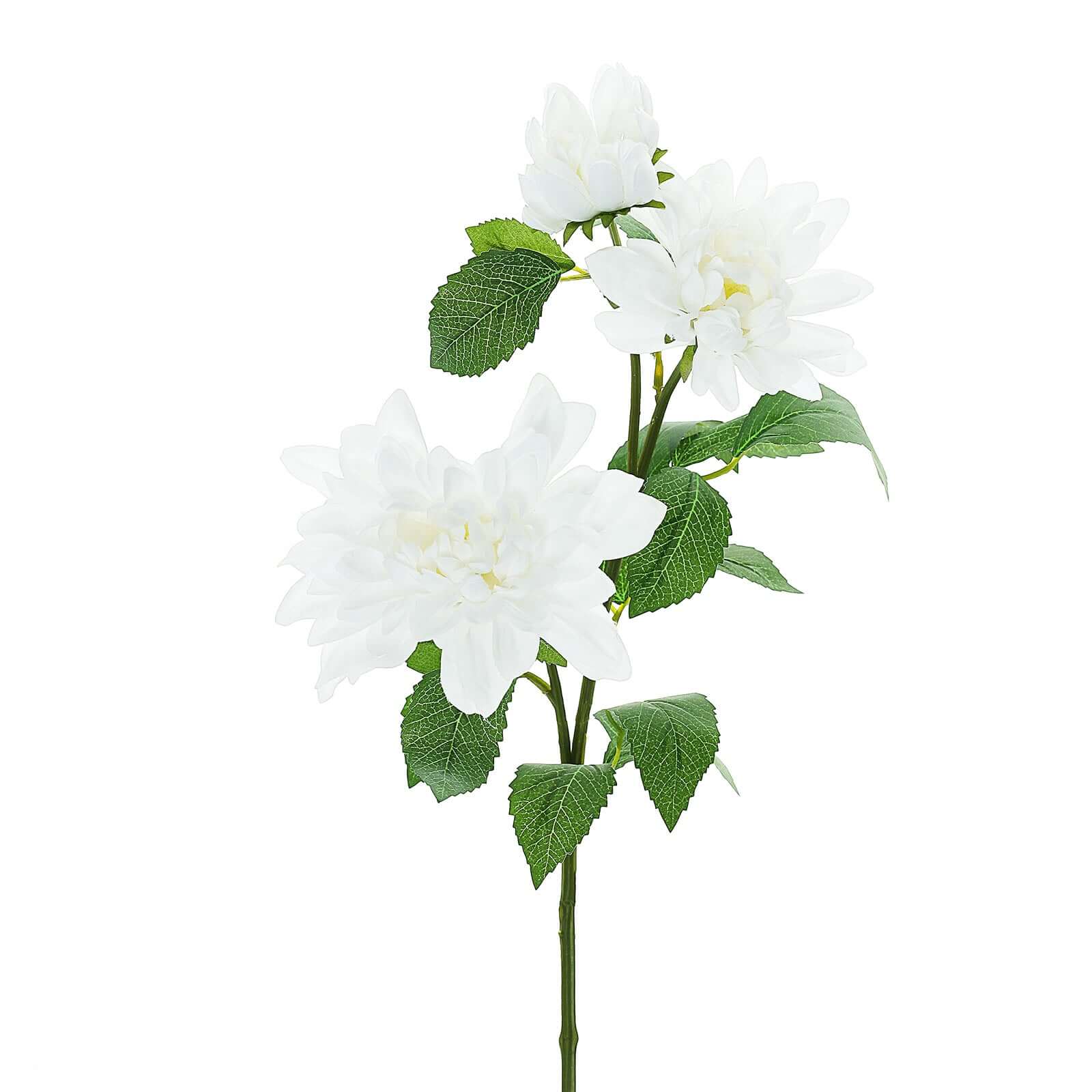 30" Tall White Artificial Dahlia Silk Flower Stems, Faux Floral Spray