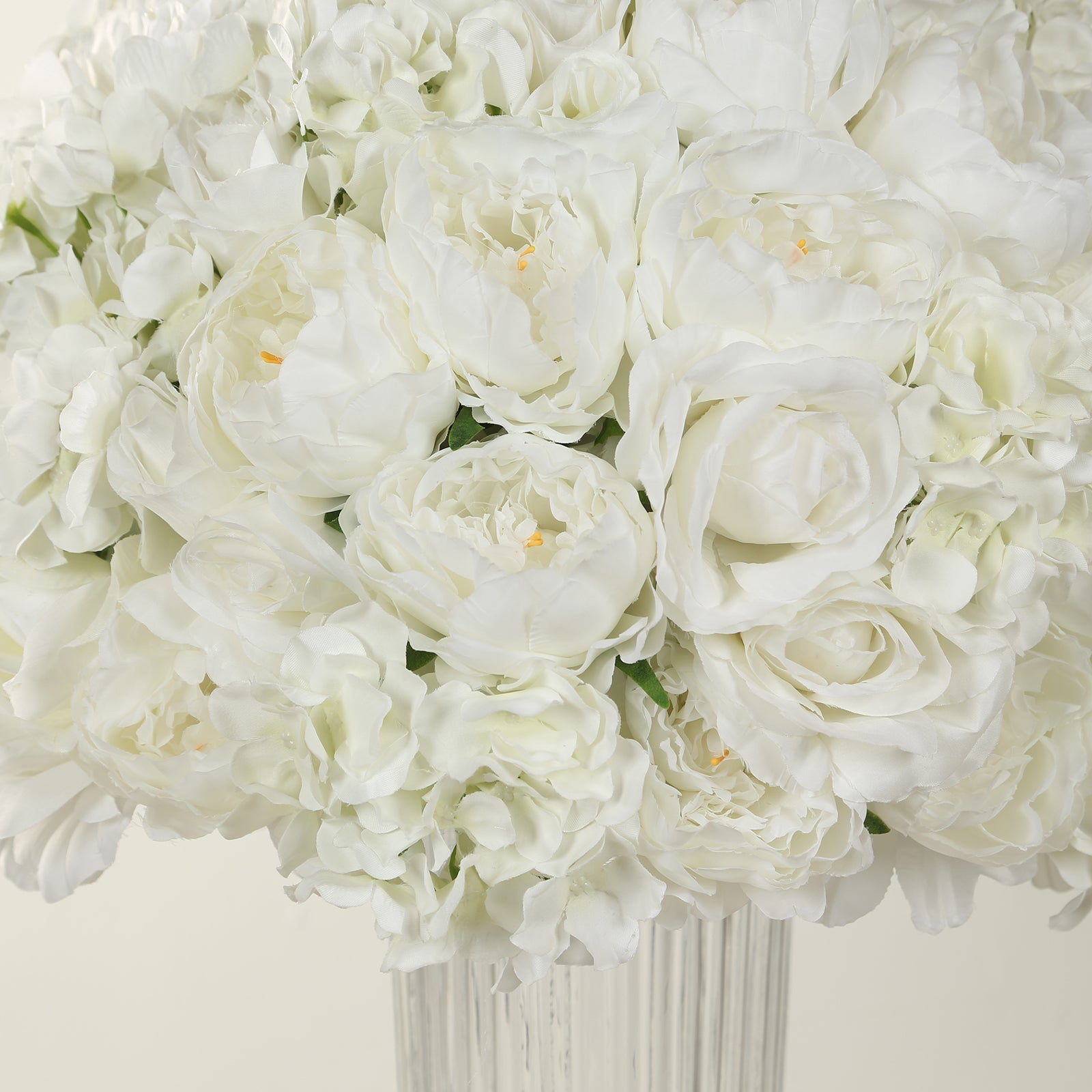 Pre-Arranged Silk Rose Wedding Centerpiece, Ivory Artificial Rose Flower Balls Arrangement Table Decor - 20"