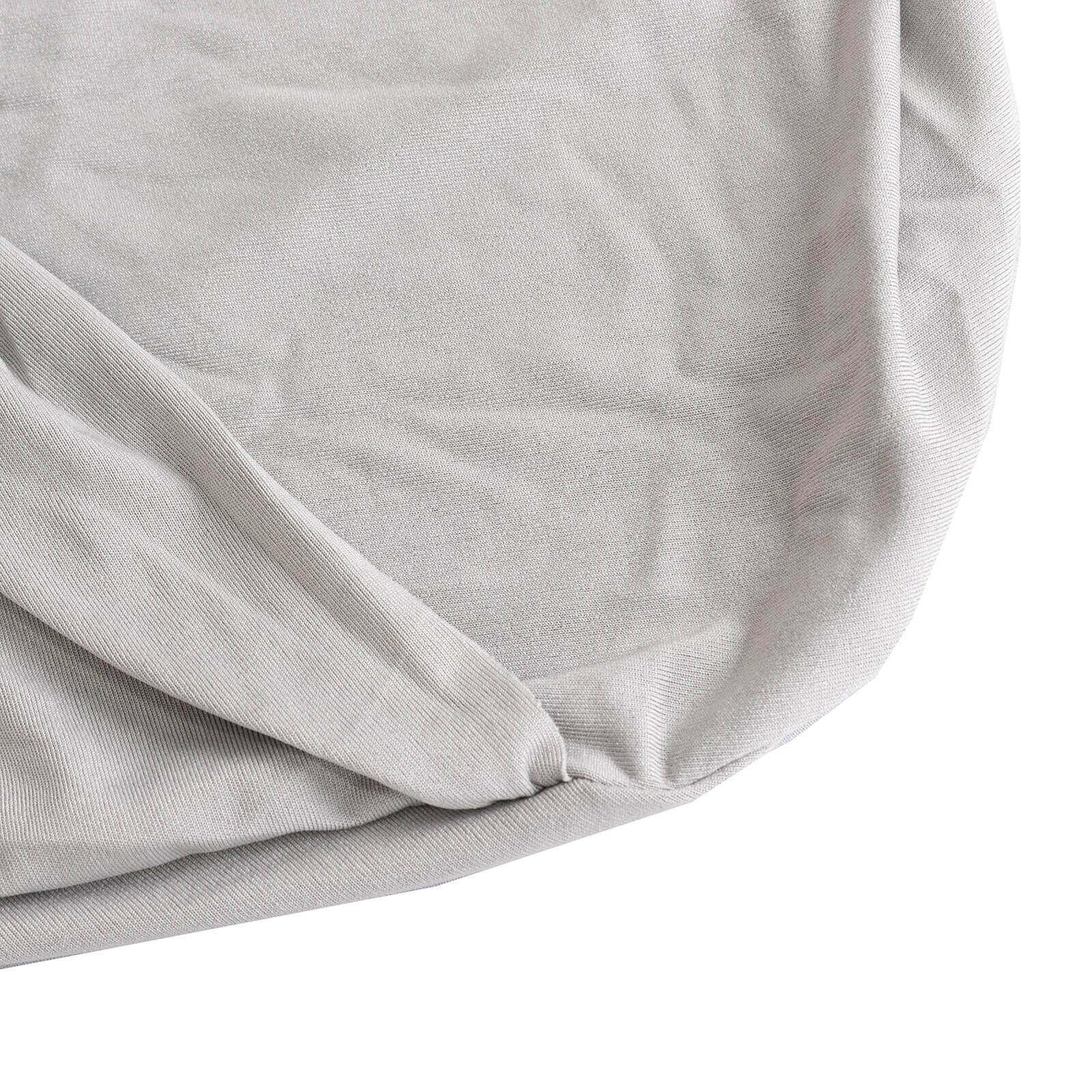 Stretch Spandex Chair Cover Silver for Folding Chairs - Secure Fit Slipcover with Silver Rhinestone Buckled Sash Band