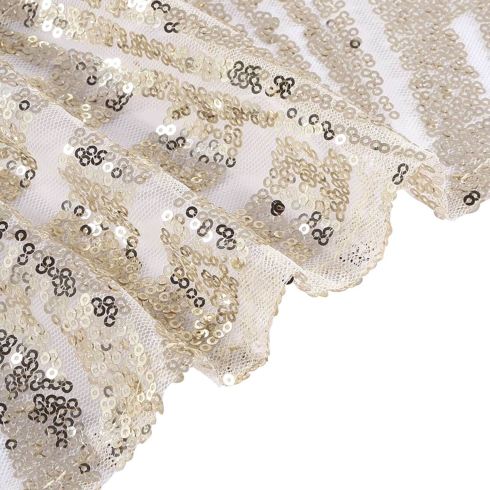 5 Pack Glitz Sequin Chair Sashes with Geometric Diamond Design 6"x88" Champagne