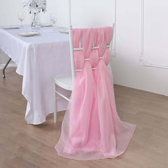 5 Pack Chiffon Chair Sashes Pink - Soft & Lightweight Designer Chair Bows 22"x78"