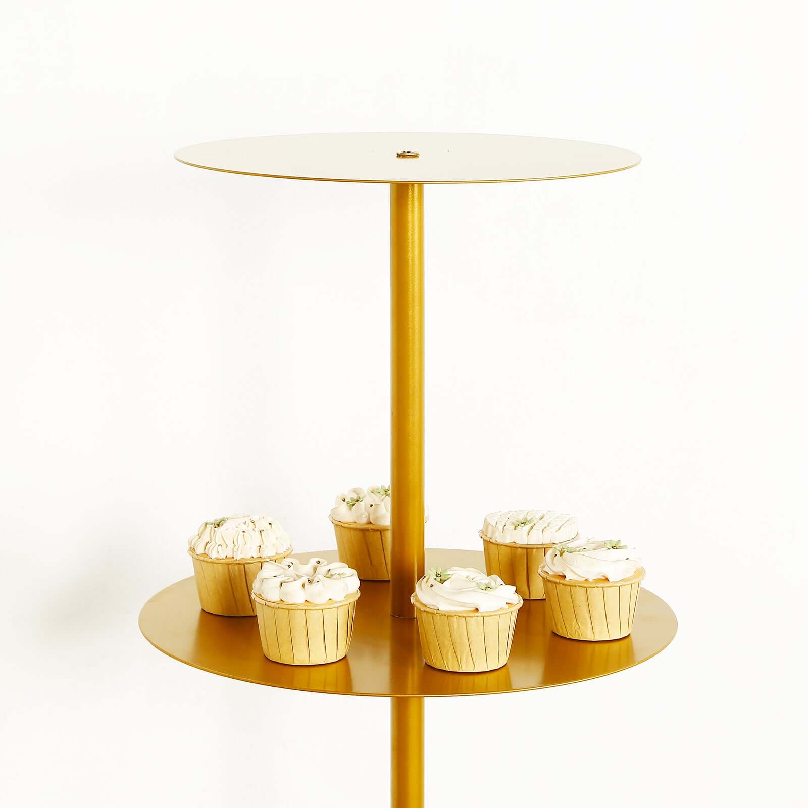 5 Tier Champagne Tower Stand Gold Metal Round Dessert Display Cupcake Holder - Sturdy Event Centerpiece 4.5ft Tall