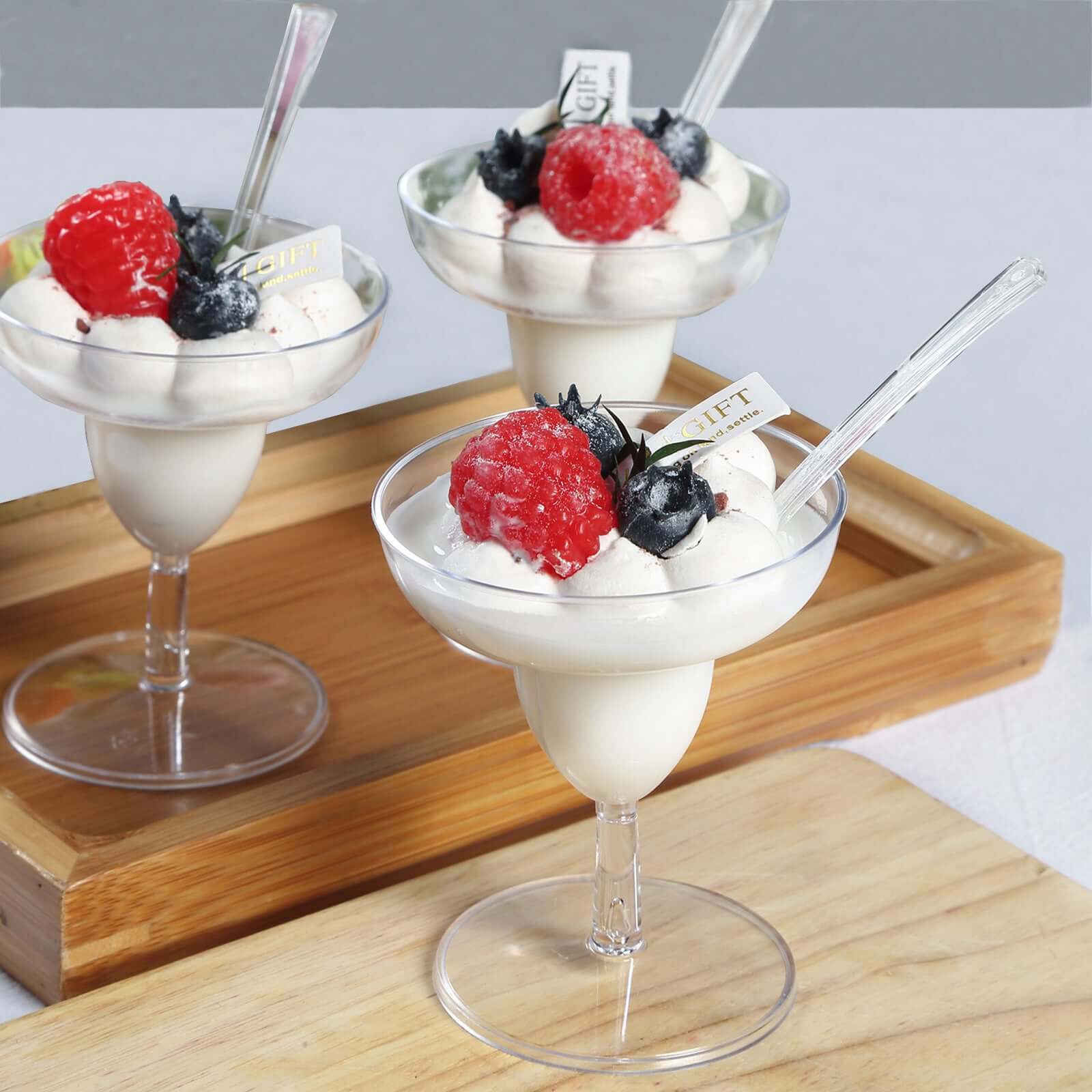 24-Pack Plastic Margarita Glasses Mini Clear with Spoons - Great for Appetizers 2oz