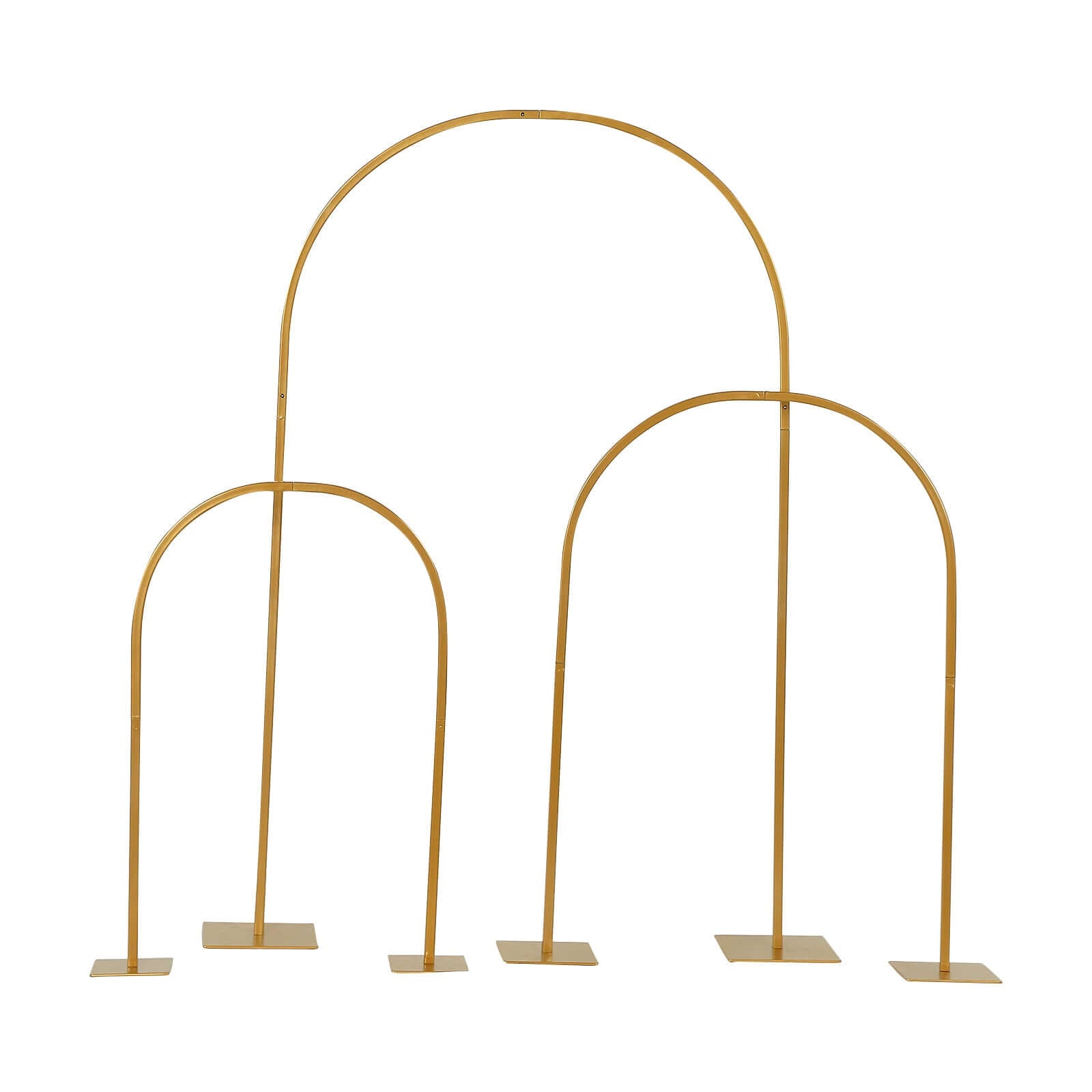 Set of 3 Chiara Arch Table Centerpieces Gold Metal - Detachable Flower Stand Frame for Weddings 20", 23", 35"