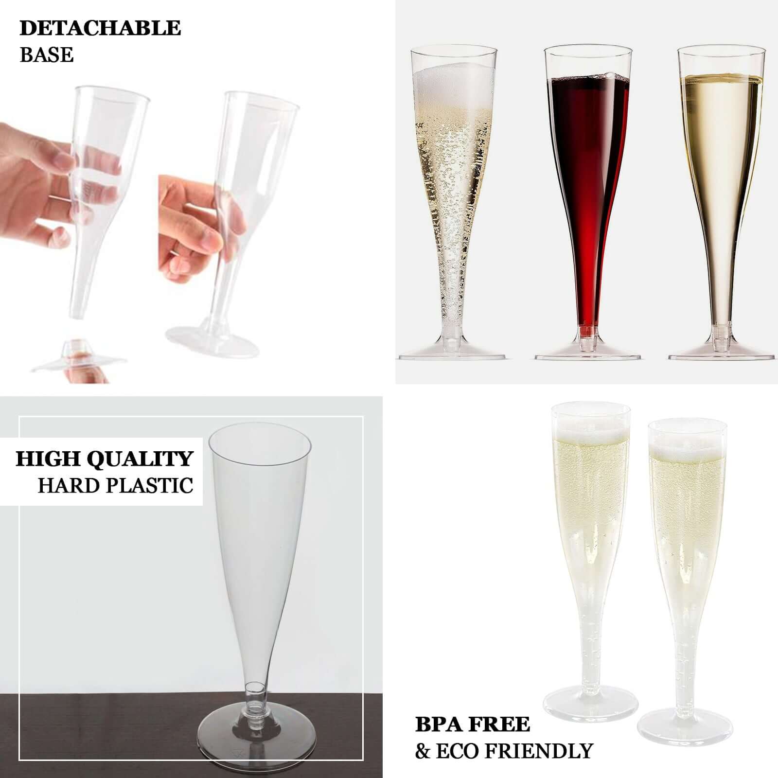 12-Pack Plastic Champagne Flutes Hollow Stem Clear - Lightweight Disposable Glasses for Toasts 5oz