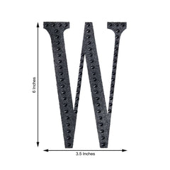 Decorative Rhinestone Alphabet "W" Letter Stickers, Glitter Adhesive Craft Letters Black DIY Sparkle Embellishments 6"