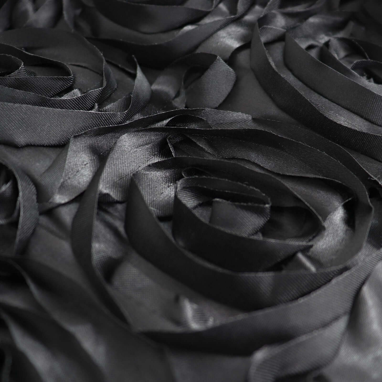 Satin 72"x72" Table Overlay Square Tablecloth Black - 3D Rosette Design for Stylish Occasions