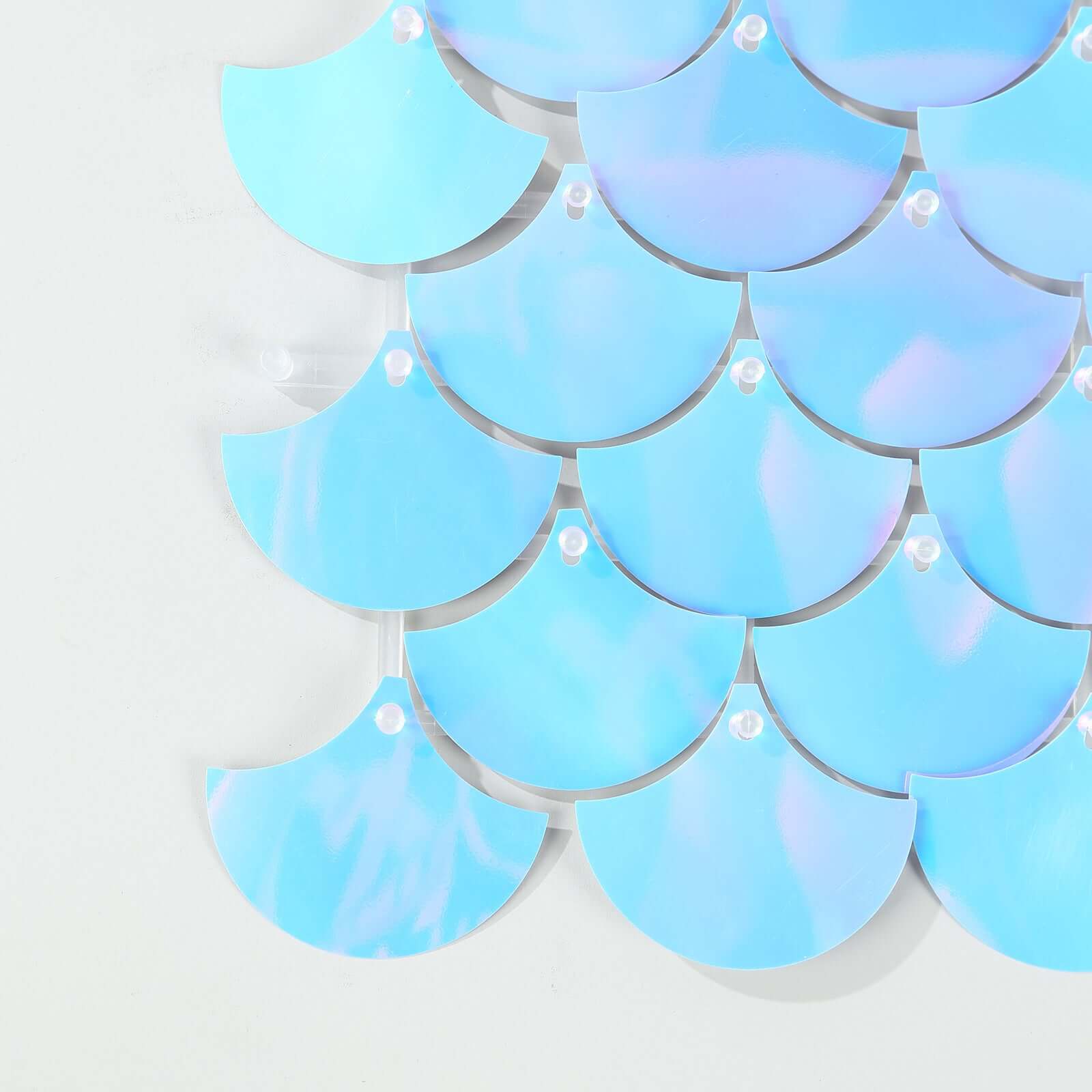 24sq.ft Shiny Iridescent Blue Sequin Shimmer Wall Photo Backdrop with Mermaid Scales Pattern, Party Wall Art Décor Panels - 24 Panels