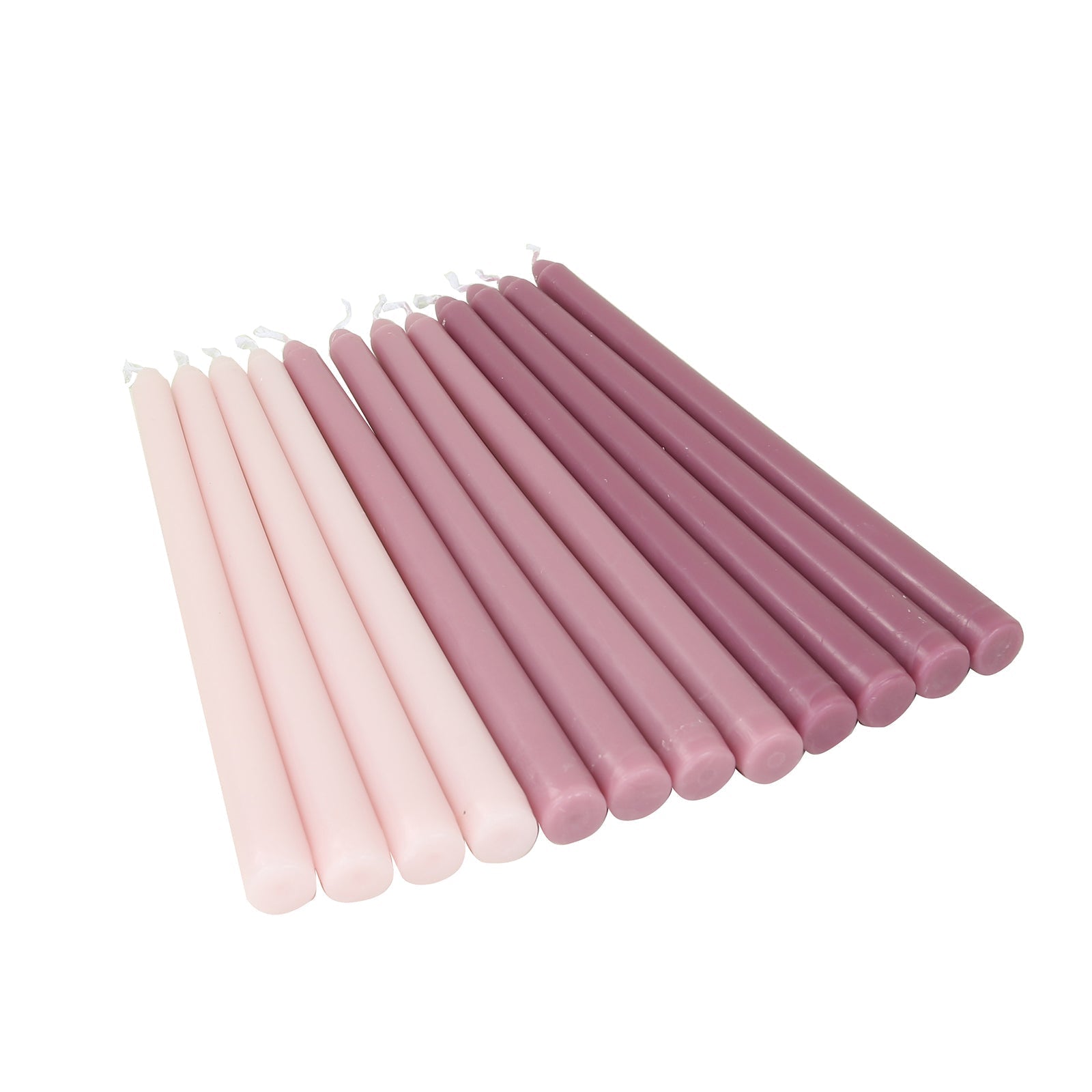 12-Pack Taper Candles Premium Wax Design Mixed Dusty Rose - Unscented Candles for Sophisticated Decor 10"
