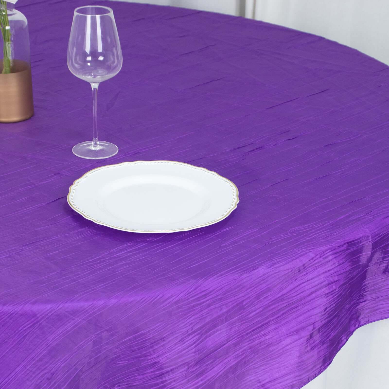 Taffeta 72"x72" Table Overlay Square Tablecloth Purple - Accordion Crinkle Table Cover