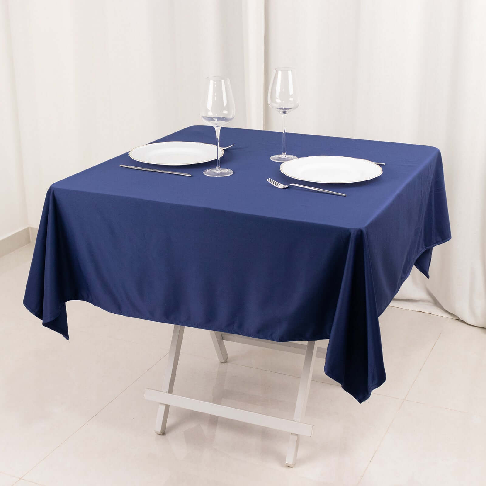 Scuba Square 54"x54" Tablecloth Navy Blue - Wrinkle Free & Stain Resistant Table Cover