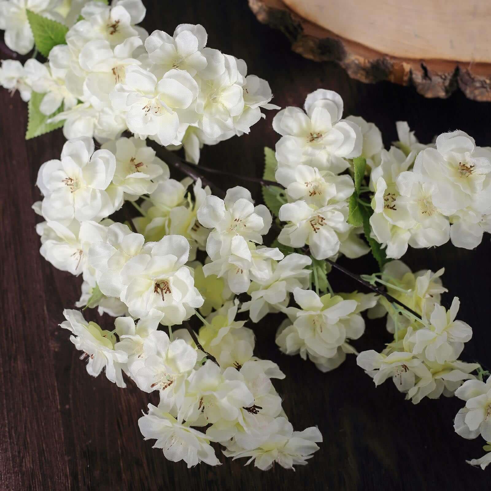 4 Bushes 40" Tall Cream Artificial Silk Cherry Blossom Flowers, Branches