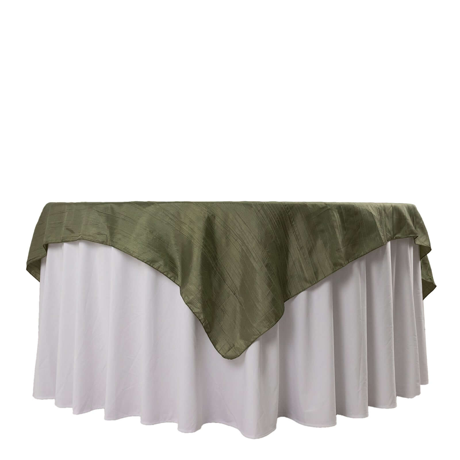 Taffeta 72"x72" Table Overlay Square Tablecloth Dusty Sage Green - Accordion Crinkle Table Cover