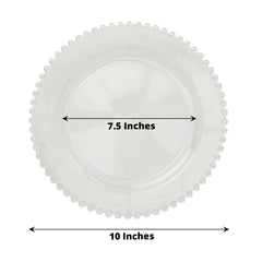 10-Pack Plastic 10" Round Dinner Plates in Clear with Beaded Rim - Disposable Party Plates for Banquets & Festive Occasions