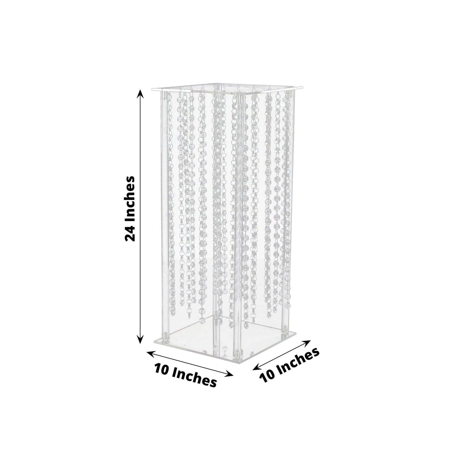 Acrylic Flower Pedestal Vase Pillar Stand with Crystal Beads Clear - Durable Wedding Table Centerpiece 24"