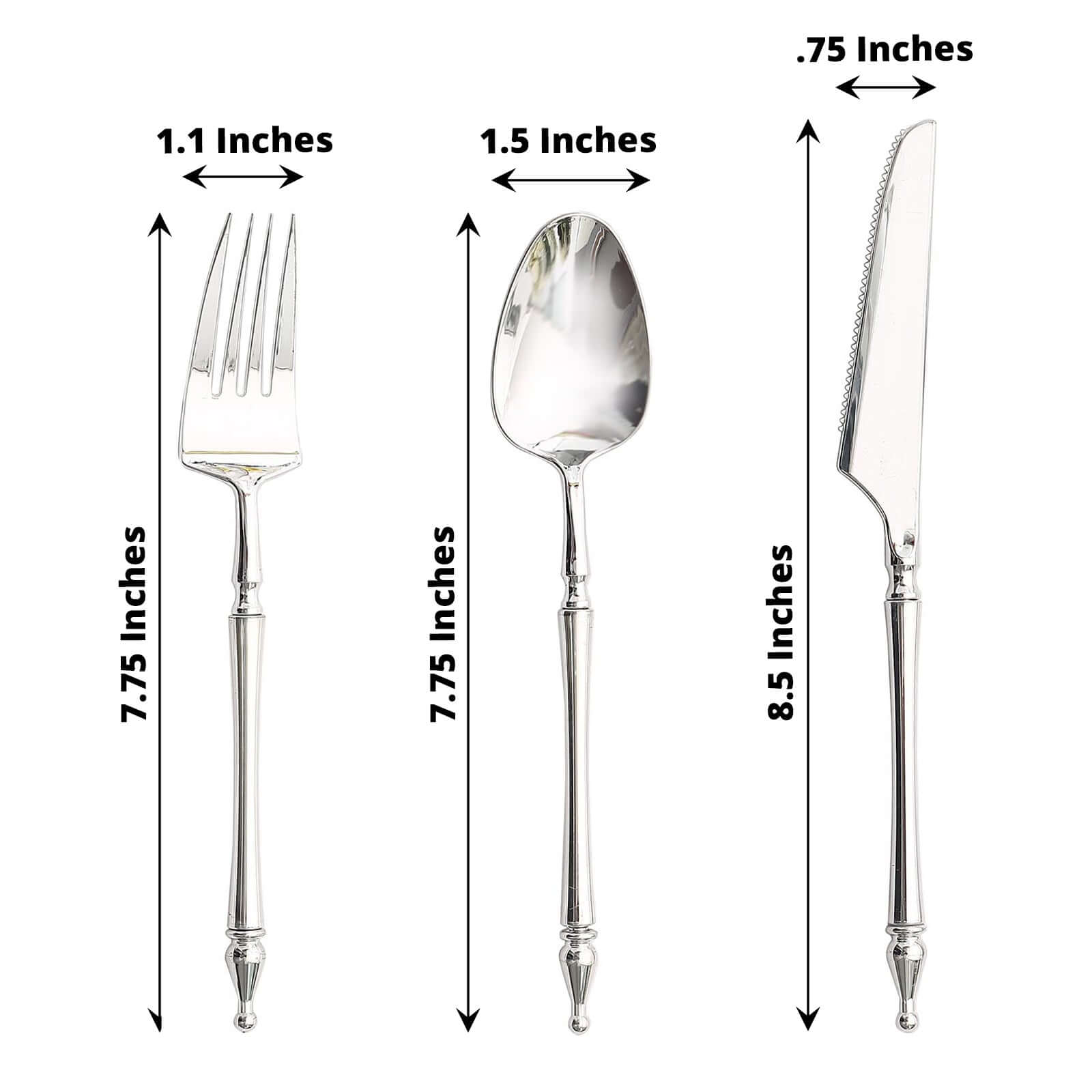 24-Pack Plastic Utensil Set with Roman Column Handle Silver - Disposable Silverware