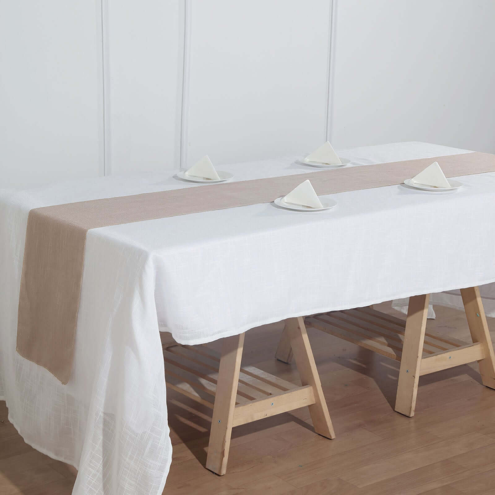 Faux Linen 12"x108" Table Runner Taupe - Slubby Textured & Wrinkle Resistant Table Decor