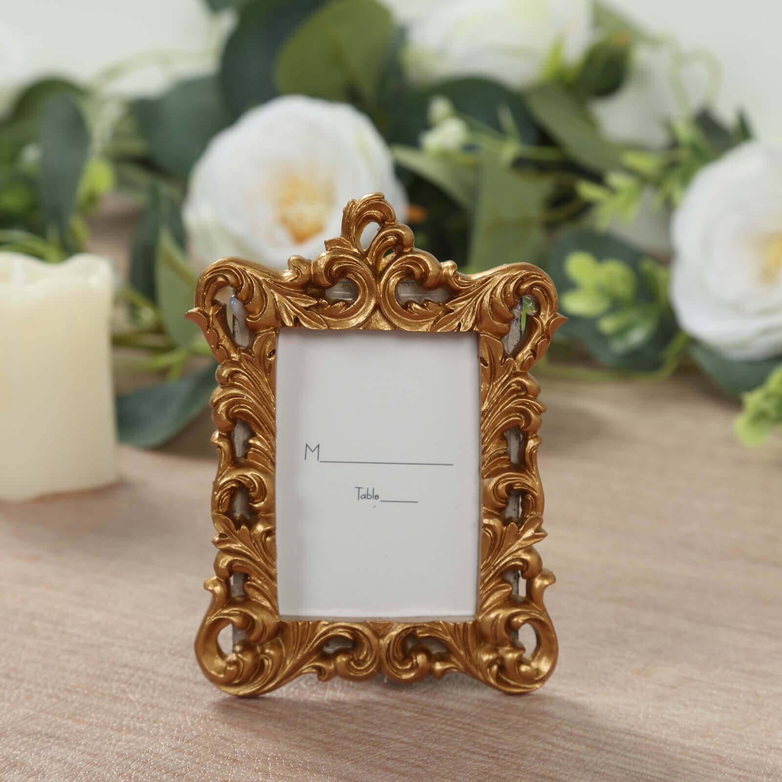 4-Pack Picture Frames Gold Resin Vintage Ornate Design Rectangle - Mini Photo Frame Wedding Place Card Holders & Party Favors 4"x3"