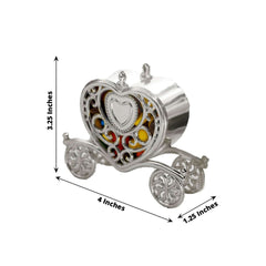 12-Pack Heart Carriage Candy Container Gift Boxes Silver Princess - Stylish Favor Boxes for Special Occasions 4"