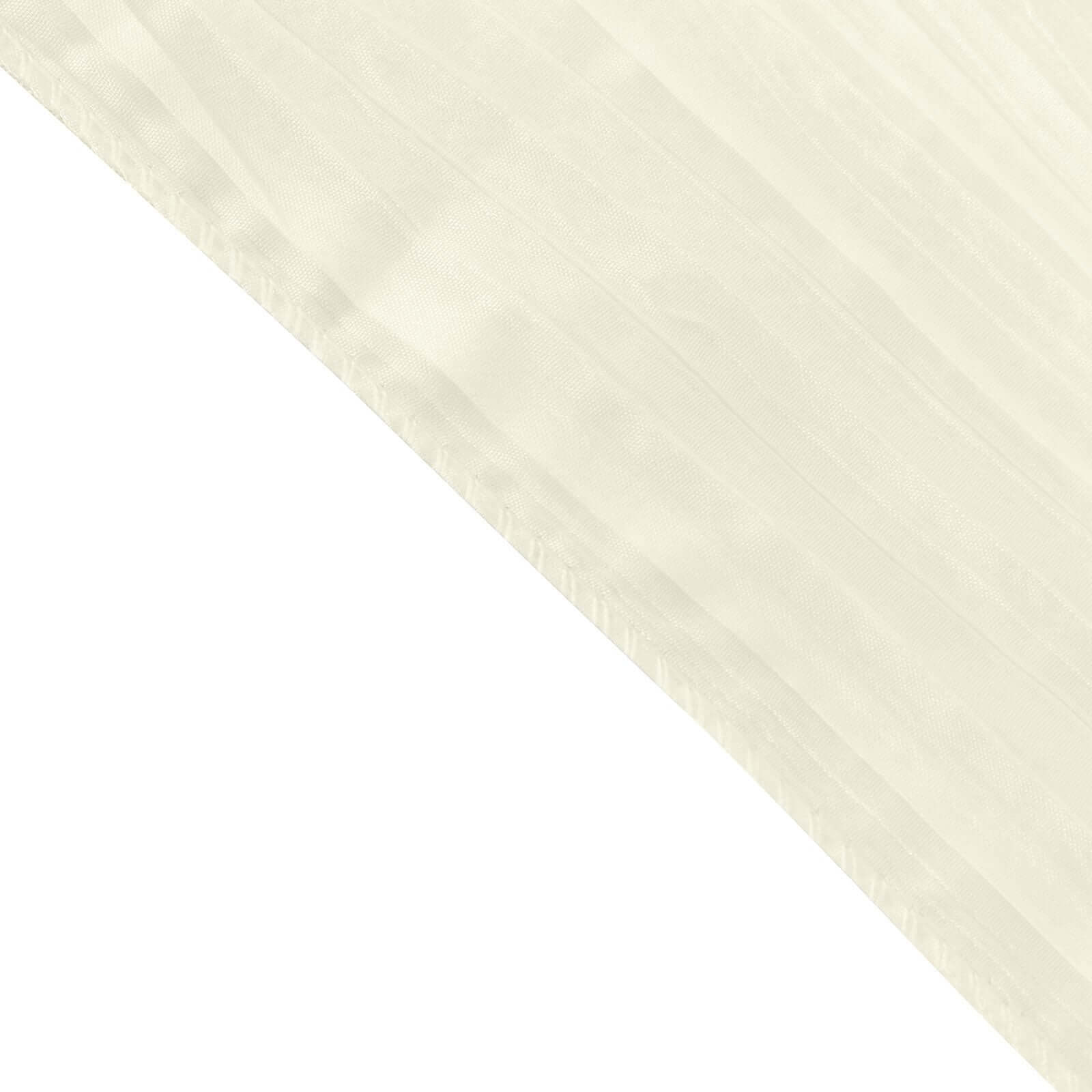 Taffeta 132" Round Tablecloth Ivory - Seamless Accordion Crinkle Table Cover