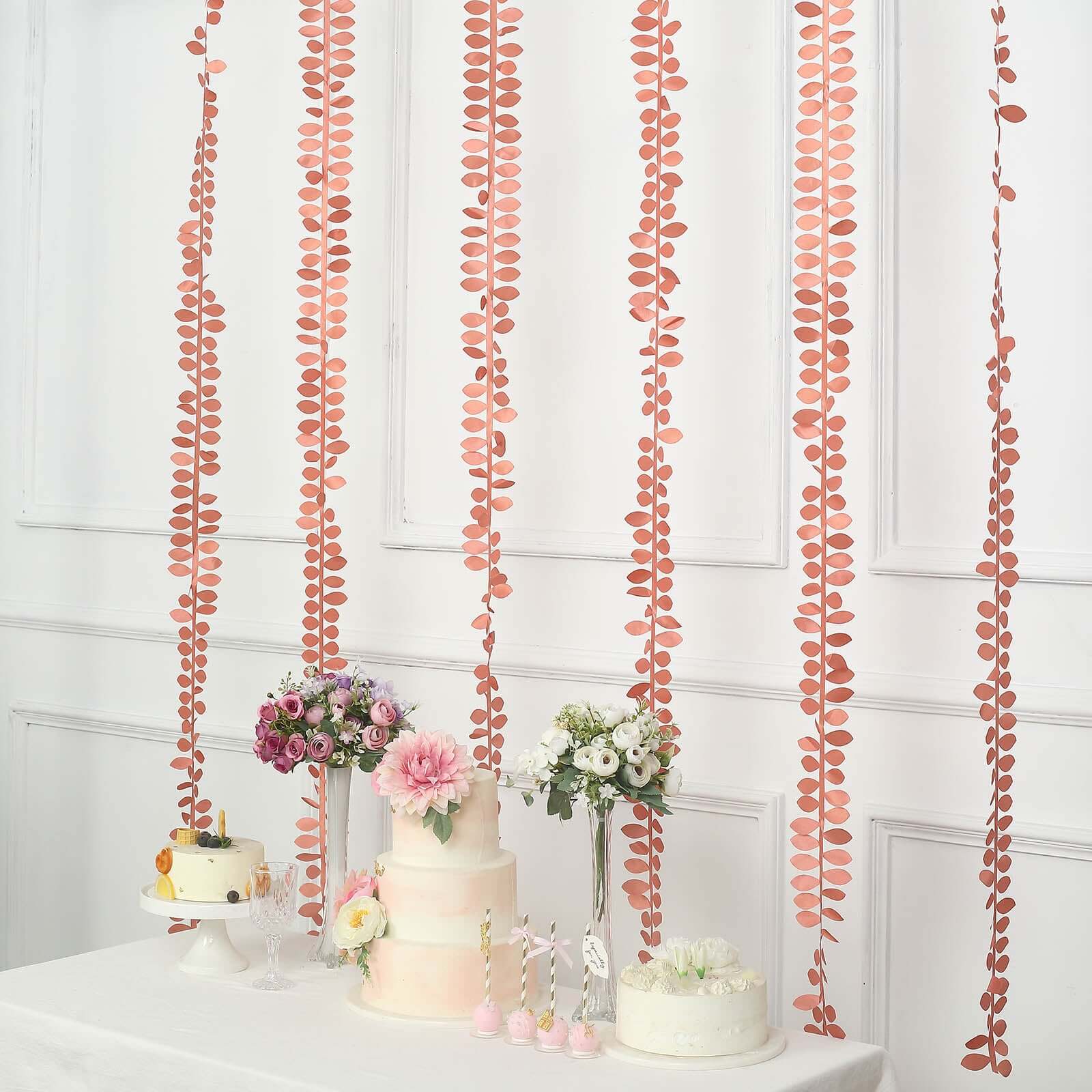 Taffeta Ribbon Sash with 4" Leaf Petal Design Terracotta (Rust) 50ft - Sophisticated Artificial Fabric Garland