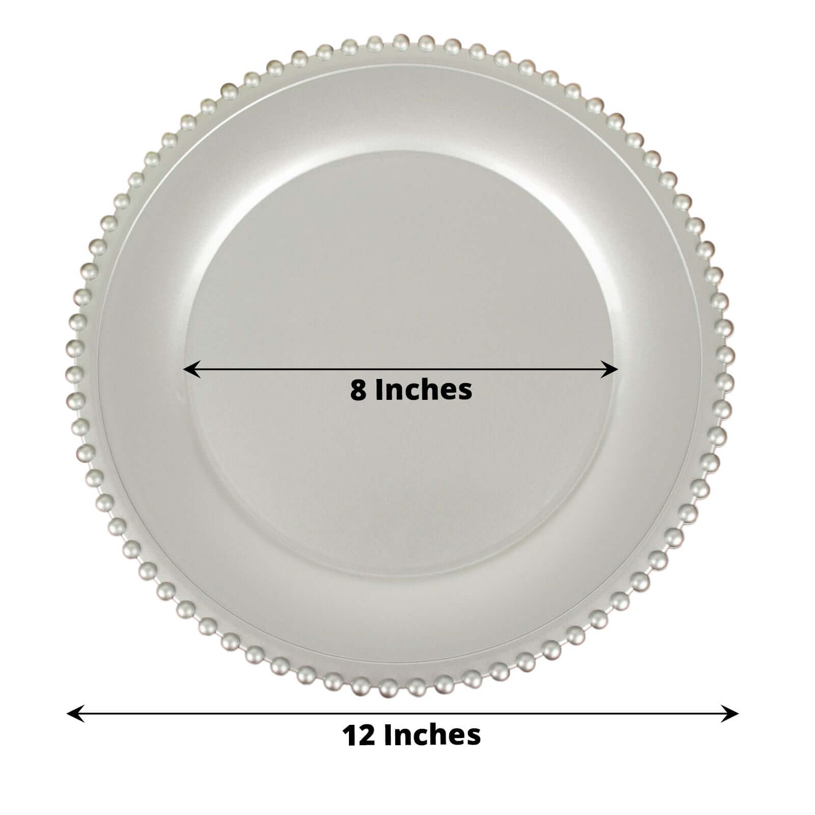 6-Pack Acrylic Round Charger Plates 13" in Silver with Beaded Rim, Decorative Dinner Party Charger Tableware