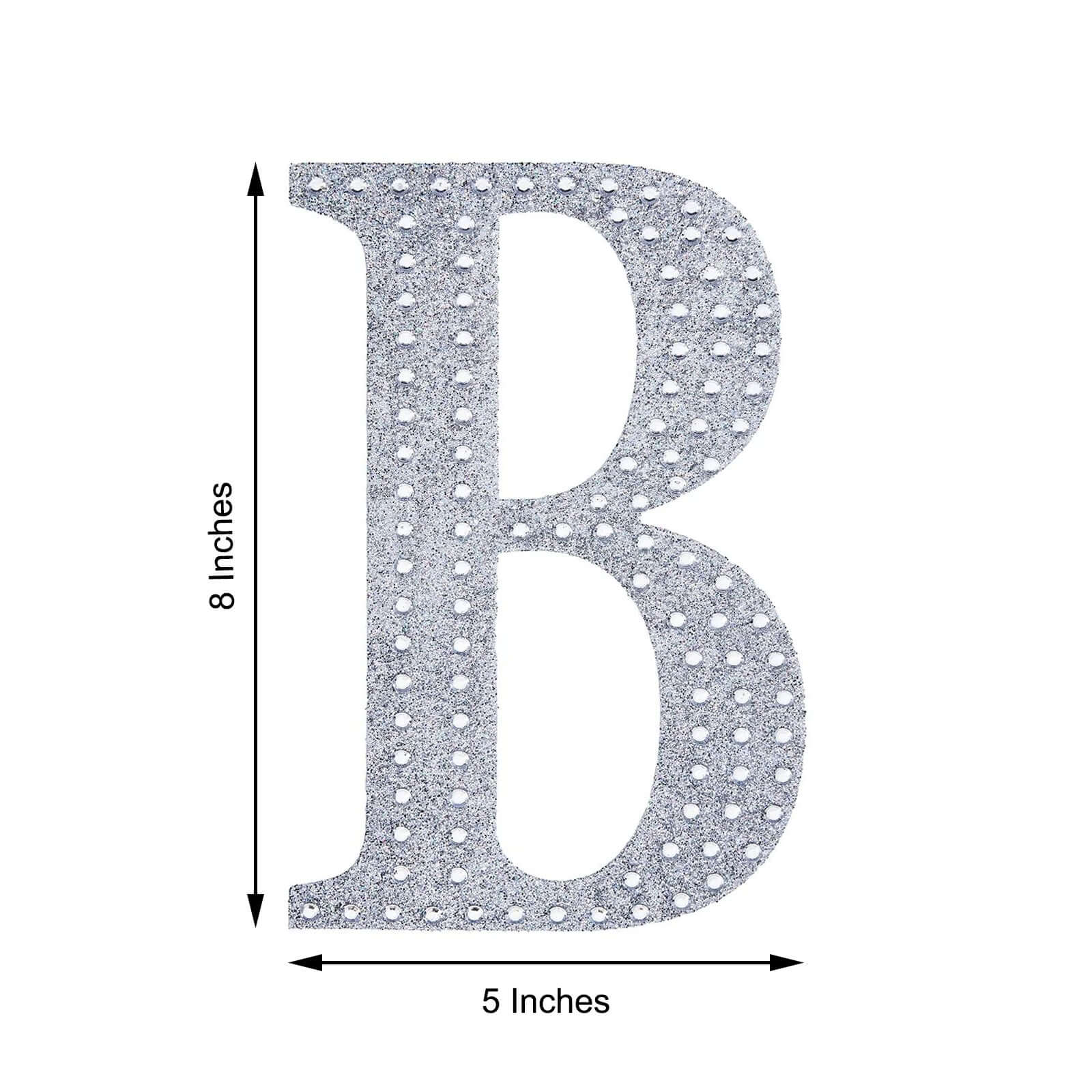 Decorative Rhinestone Alphabet "B" Letter Stickers, Glitter Adhesive Craft Letters Silver DIY Sparkle Embellishments 8"